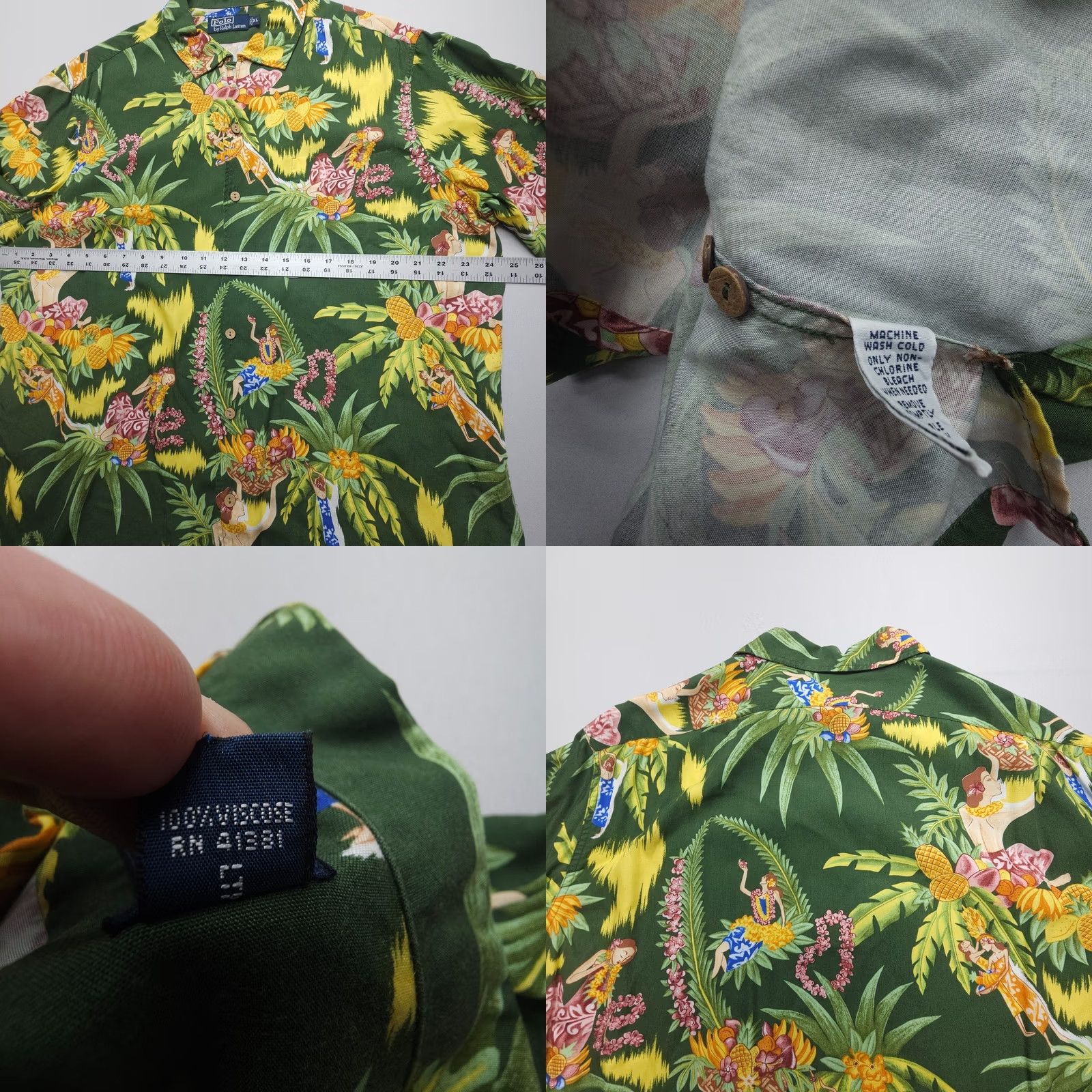 Polo Ralph Lauren VTG Polo Ralph Lauren Hawaiian Shirt Mens XL Floral Print Button-Up Short Sleeve Green 60s 70s Tropical Size US XL / EU 56 / 4 - 8 Thumbnail