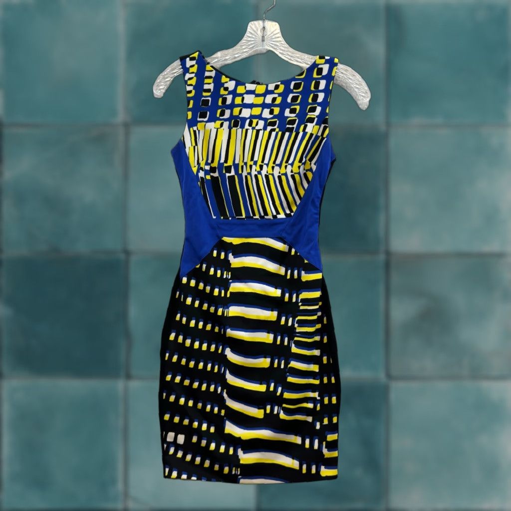 Bebe bebe Dress Adult XS Blue Pattern Mini Bodycon Sleeveless Cocktail Womens Size XS / US 0-2 / IT 36-38 - 1 Thumbnail