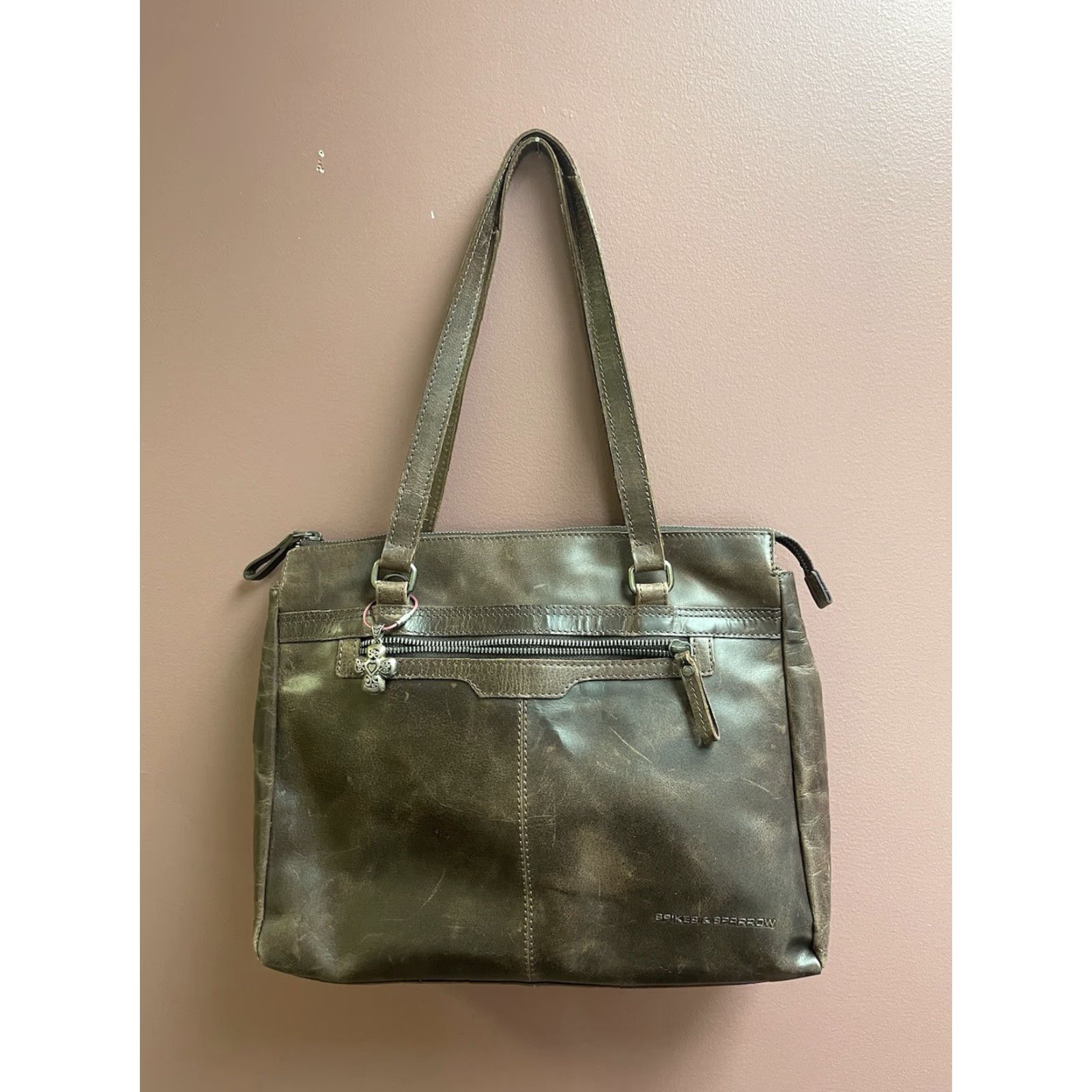 Arrow Spikes & Sparrow Brown Leather Crossbody Handbag Shoulder Bag Women Medium Brown Crossbody Bag Leather Sparrow Spike Pattern Solid Magnetic Zip Size ONE SIZE - 2 Thumbnail