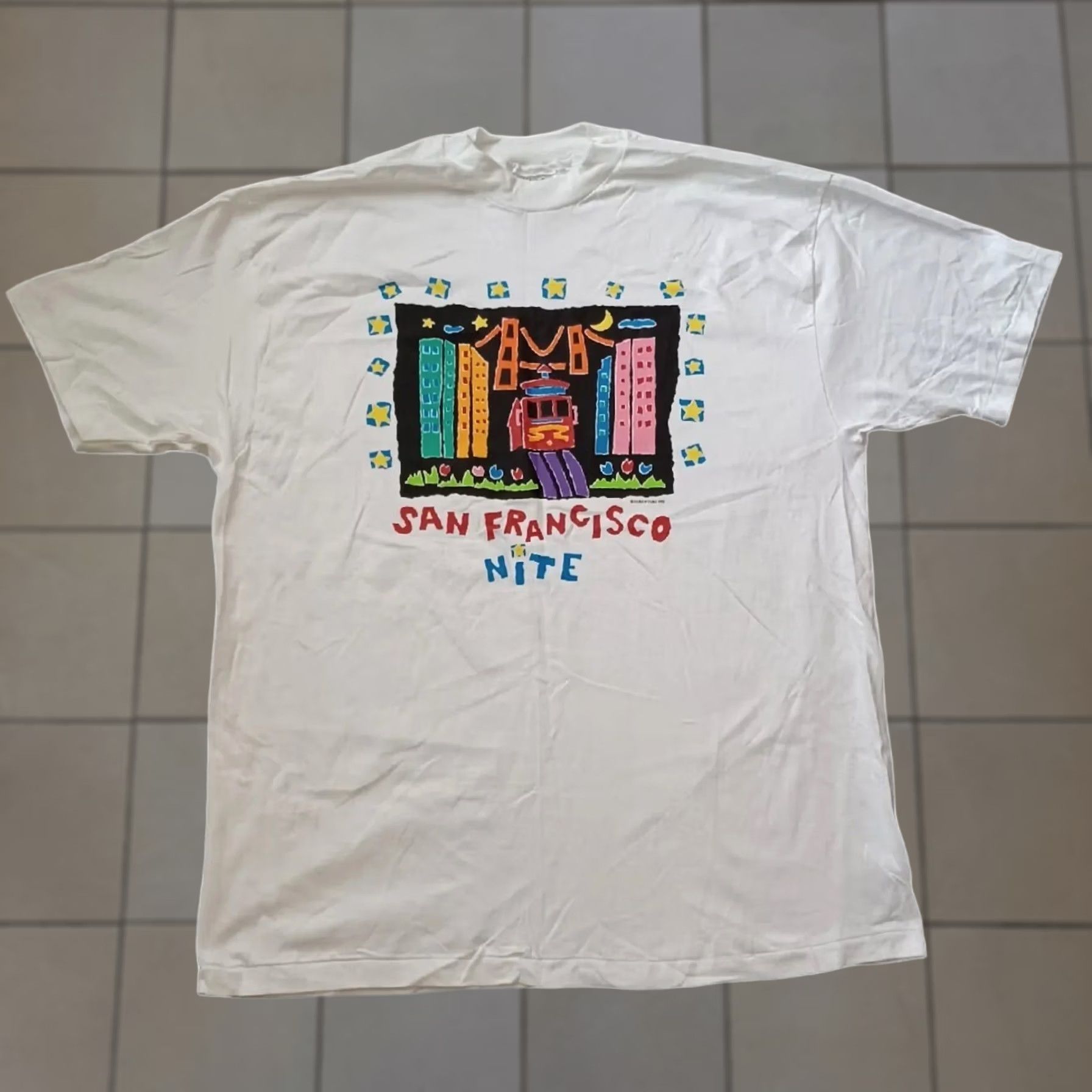 Hanes VINTAGE Hanes Beefy-T T-Shirt Mens XL White USA 1992 San Francisco Nite Graphic Print Shirt Regular Fit XS? Size US XL / EU 56 / 4 - 1 Thumbnail