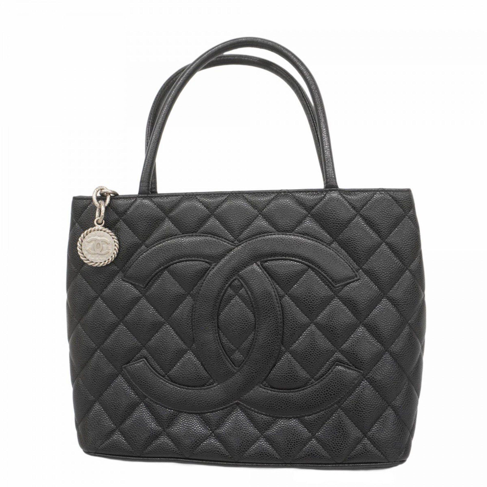 Chanel Tote Bag Reproduction Caviar Skin Black Women's
