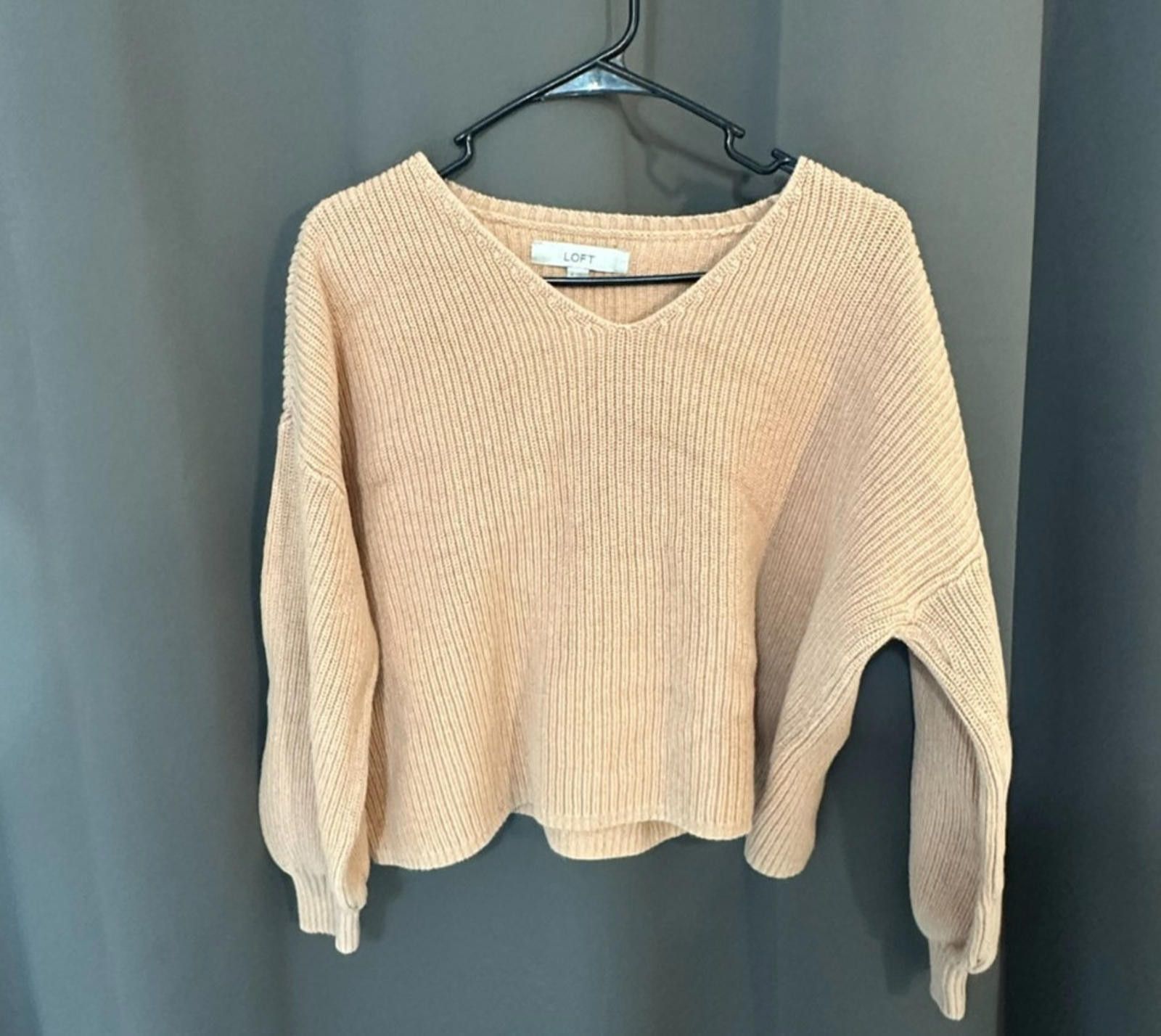 Designer LOFT Ribbed Sweater M | Beige Knit | Fall Staple Size M / US 6-8 / IT 42-44 - 3 Thumbnail