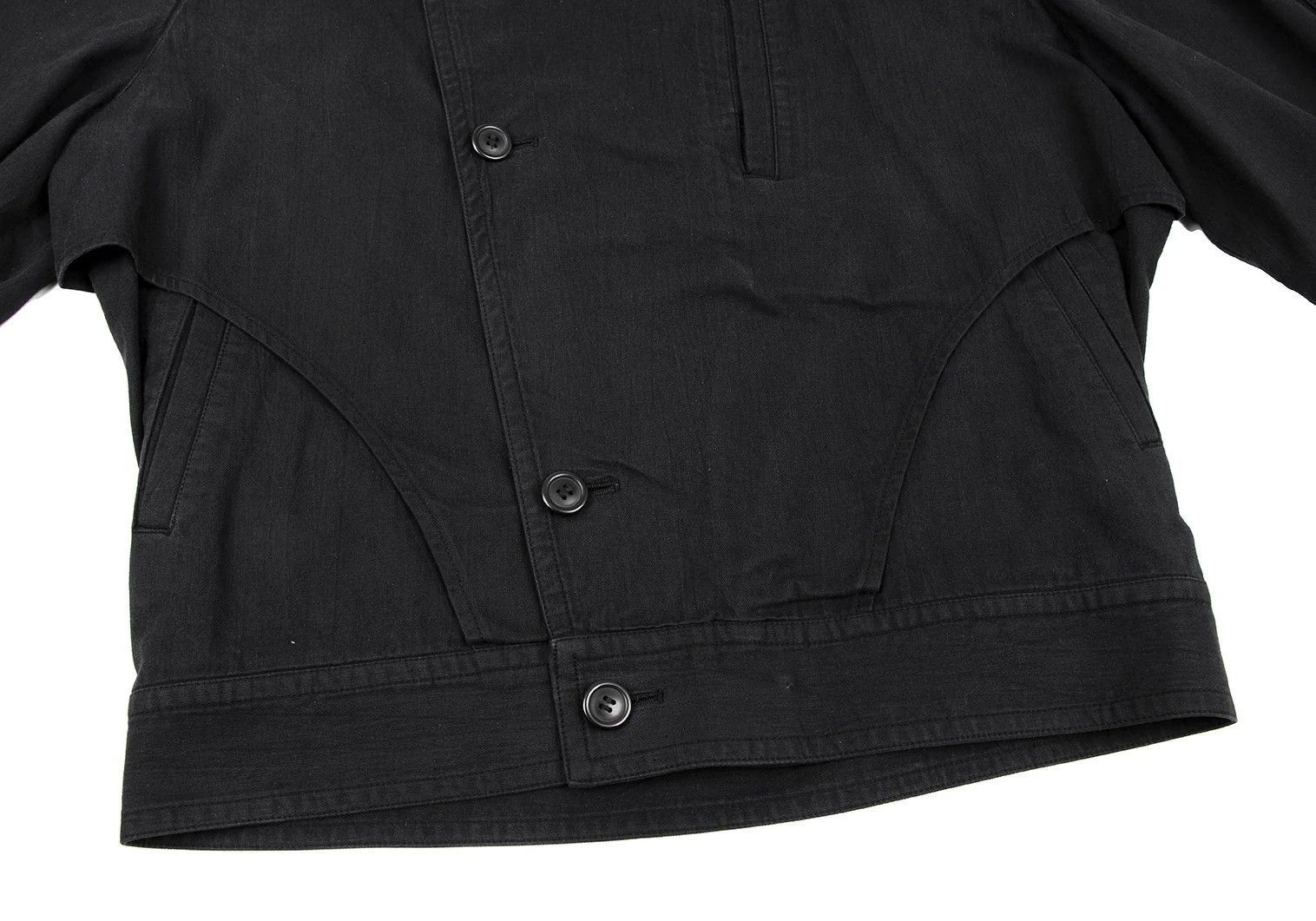 Issey Miyake Cotton Layered No-Collar Jacket in Black Size M Size US M / EU 48-50 / 2 - 9 Thumbnail