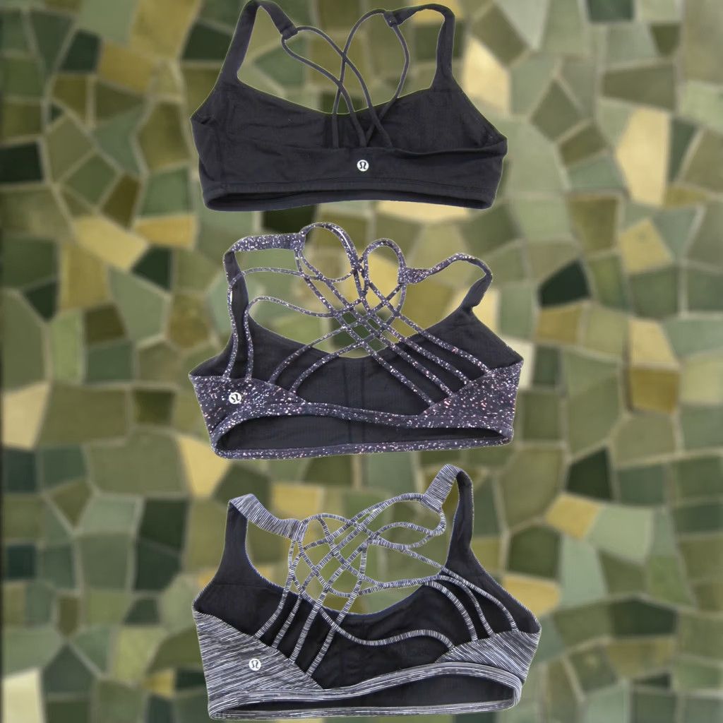 Lululemon Lululemon Sports Bra Shirt Womens Small Black-Gray-Purple Strappy Crossback 3 Pack Sports Bra Beach Colorful Tropical 90s? Size ONE SIZE - 1 Thumbnail
