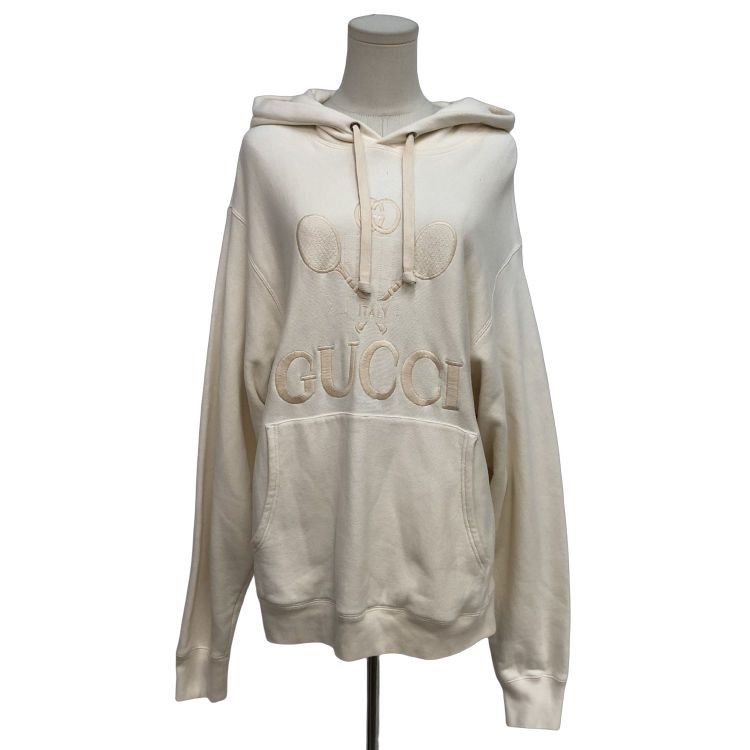 Gucci Gucci Tennis Embroidery Hoodie Beige M Size US M / EU 48-50 / 2 - 1 Thumbnail