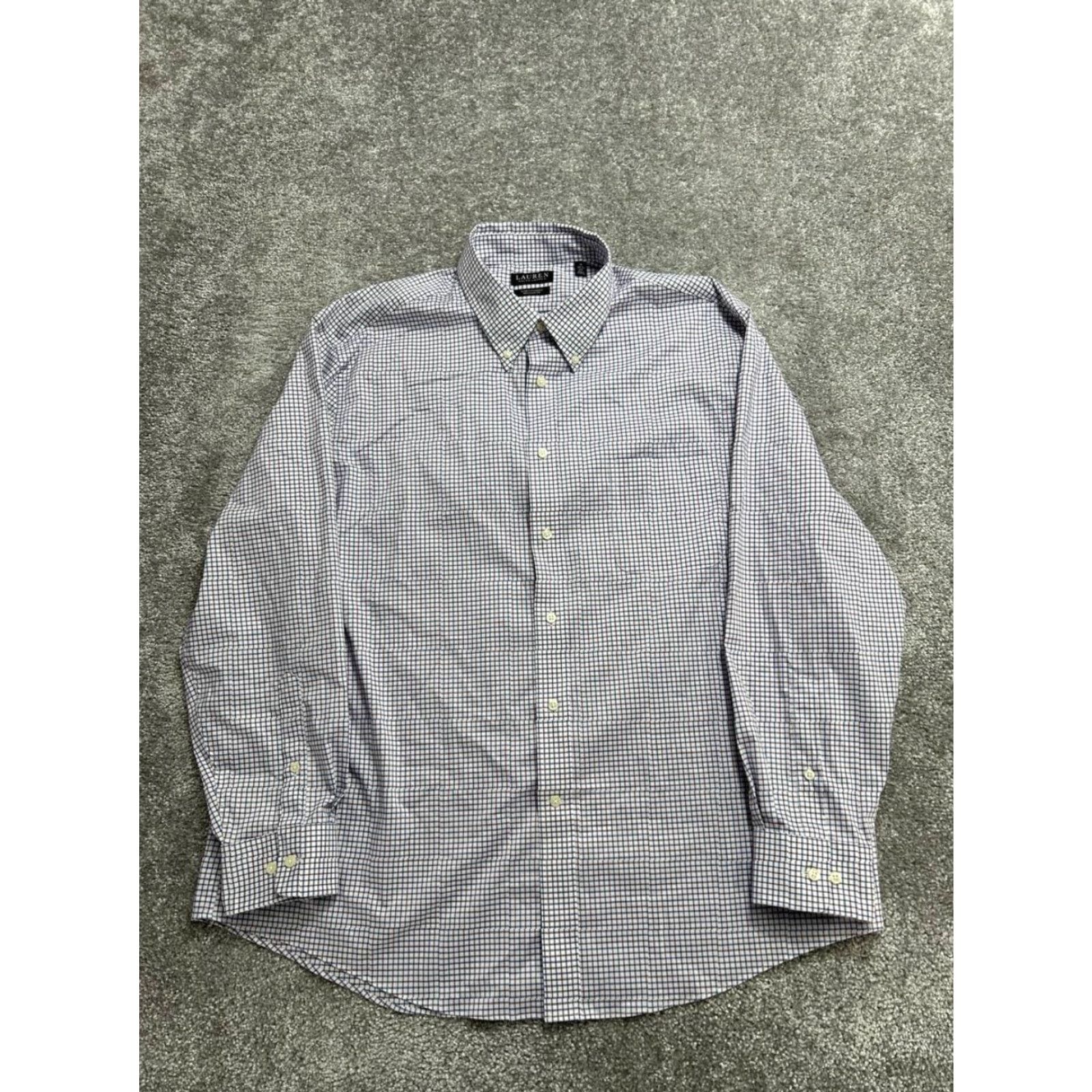 Ralph Lauren Lauren Ralph Lauren Dress Shirt Men 18 Purple Plaid Regular Fit Wrinkle Free New Size 48R - 2 Thumbnail