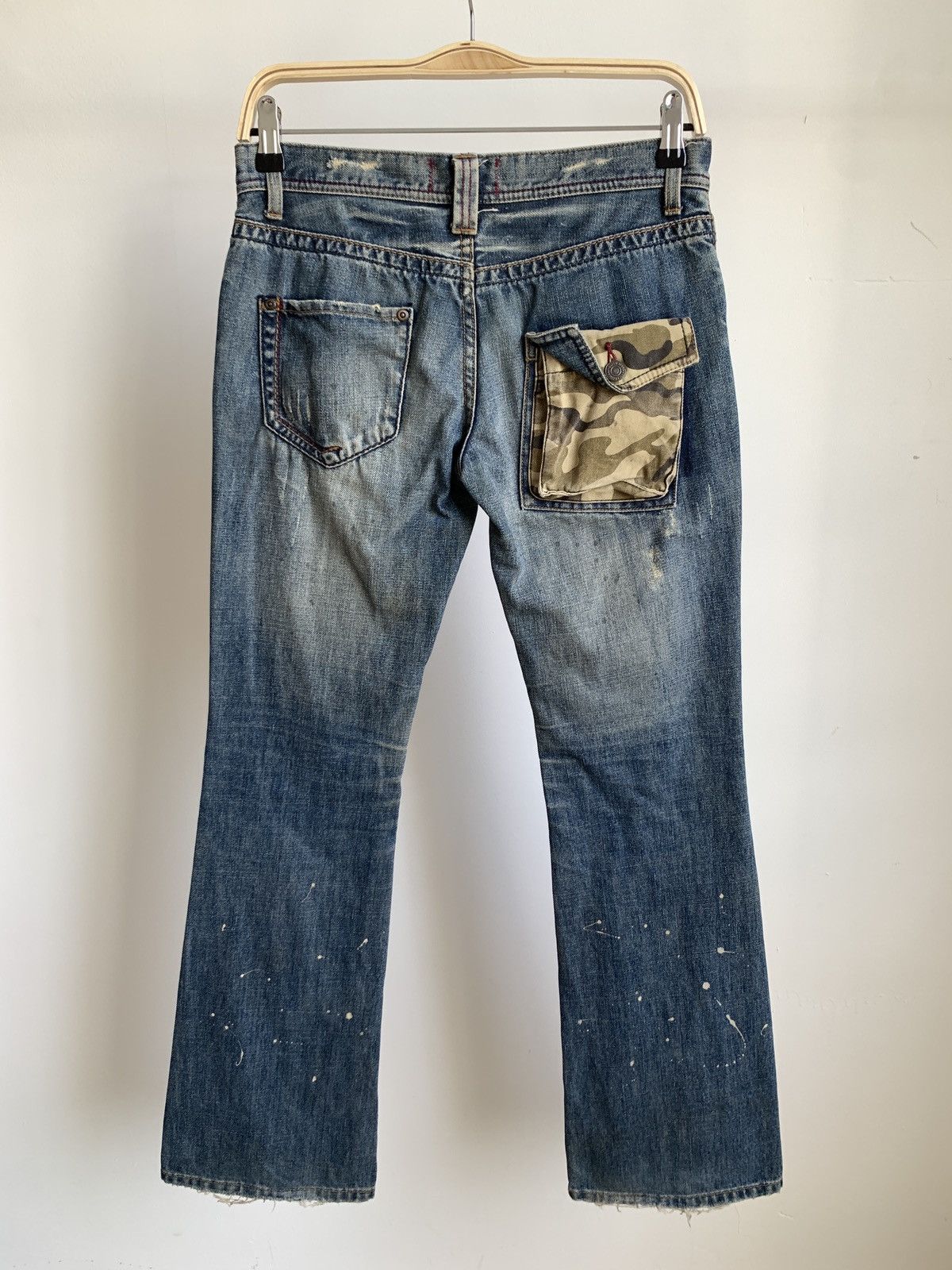 image of If Six Was Nine x Le Grande Bleu L G B A:r Stained Boot Cut Jeans in Denim, Men's (Size 29)
