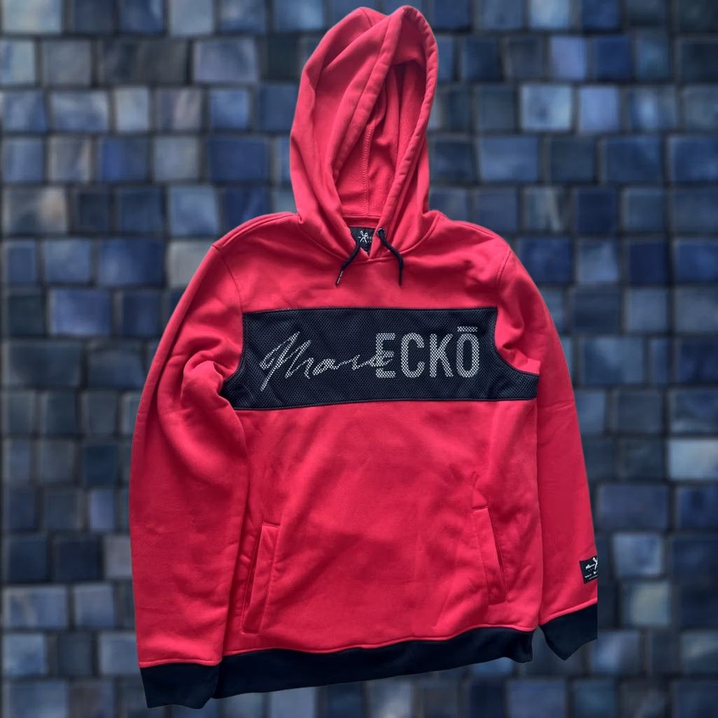 Vintage VINTAGE Mark Ecko Hoodie Mens Large Red Pullover 90s Grunge Y2K Skate Punk Zip/Embroidered Logo Front Pockets Size US L / EU 52-54 / 3 - 1 Thumbnail