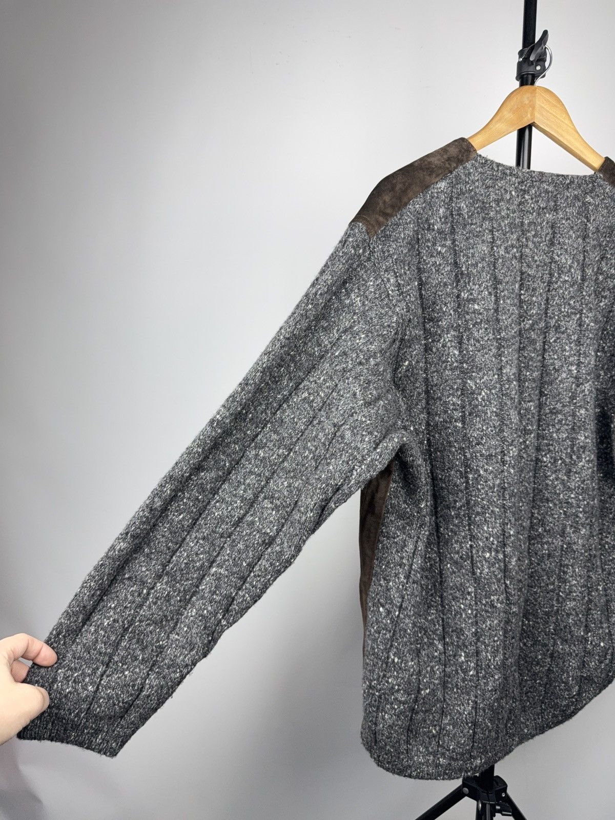 Japanese Brand Luxury 00s Andrea Fenzi Wool Suede Panel Cardigan Italy Size US XL / EU 56 / 4 - 8 Thumbnail
