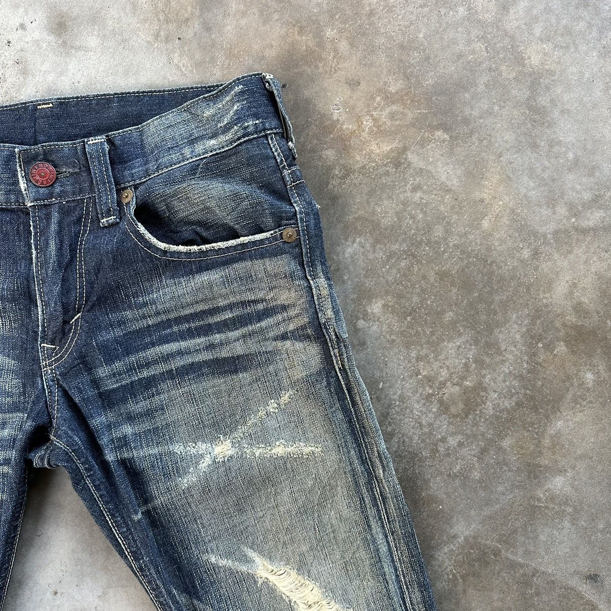 Japanese Brand Vintage Edwin Distressed Rusty Jean Flare Faded Denim Pant Size US 32 / EU 48 - 5 Thumbnail