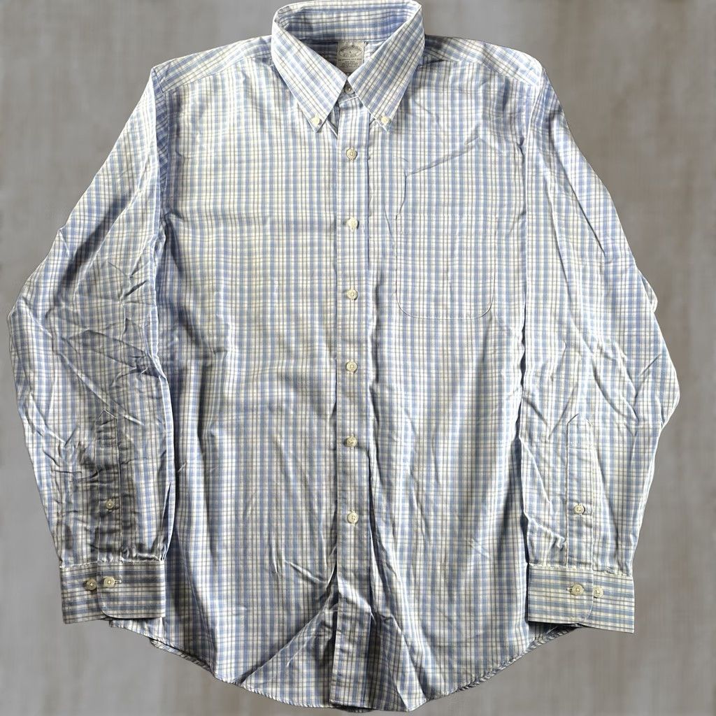 Brooks Brothers Brooks Brothers Shirt Mens Large Blue White Plaid Supima Cotton Dress Button Up Size 42R - 1 Thumbnail