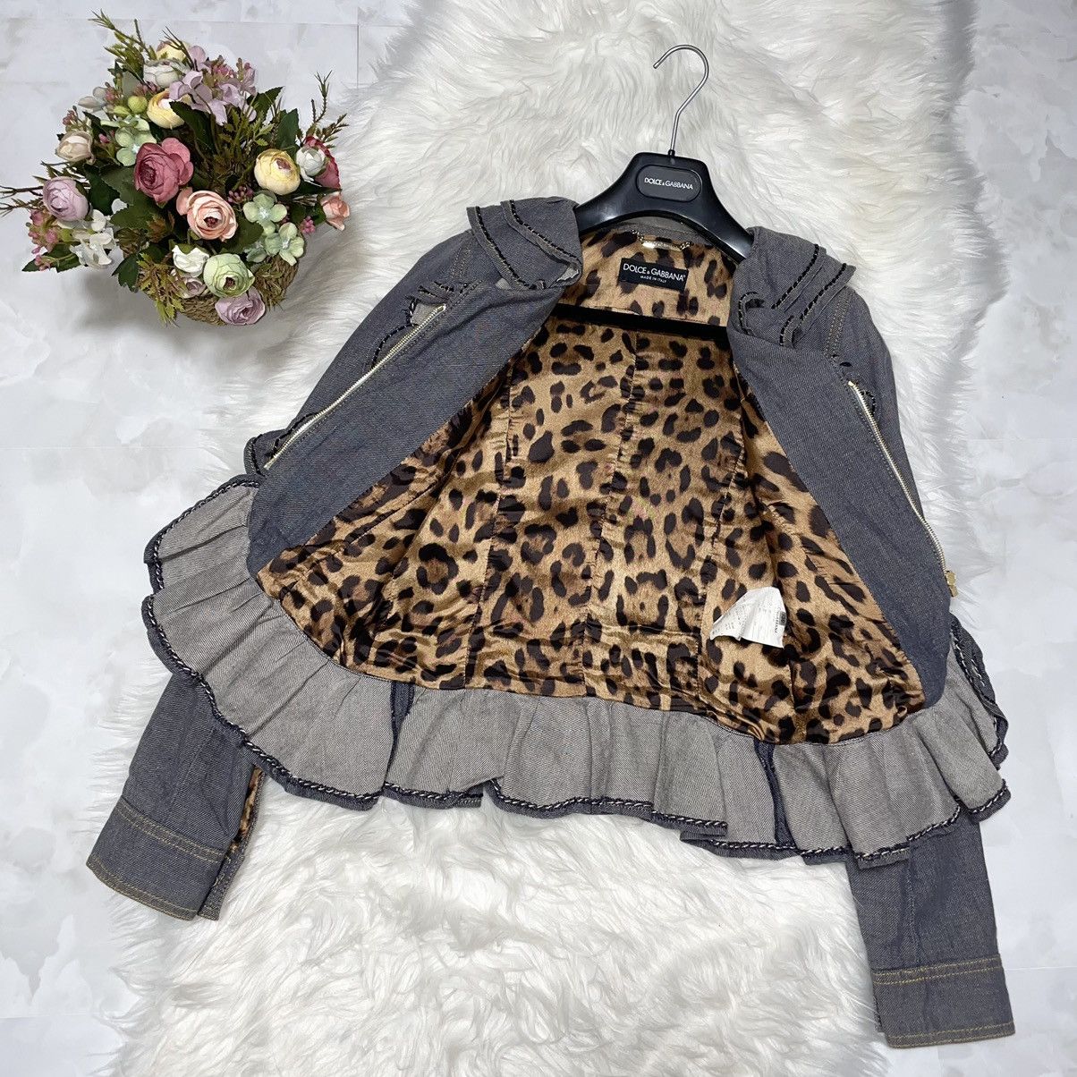 Dolce & Gabbana Dolce&Gabbana Ruffle Design Zip-up Denim Jacket 38 Blue Gray Size XS / US 0-2 / IT 36-38 - 12 Thumbnail