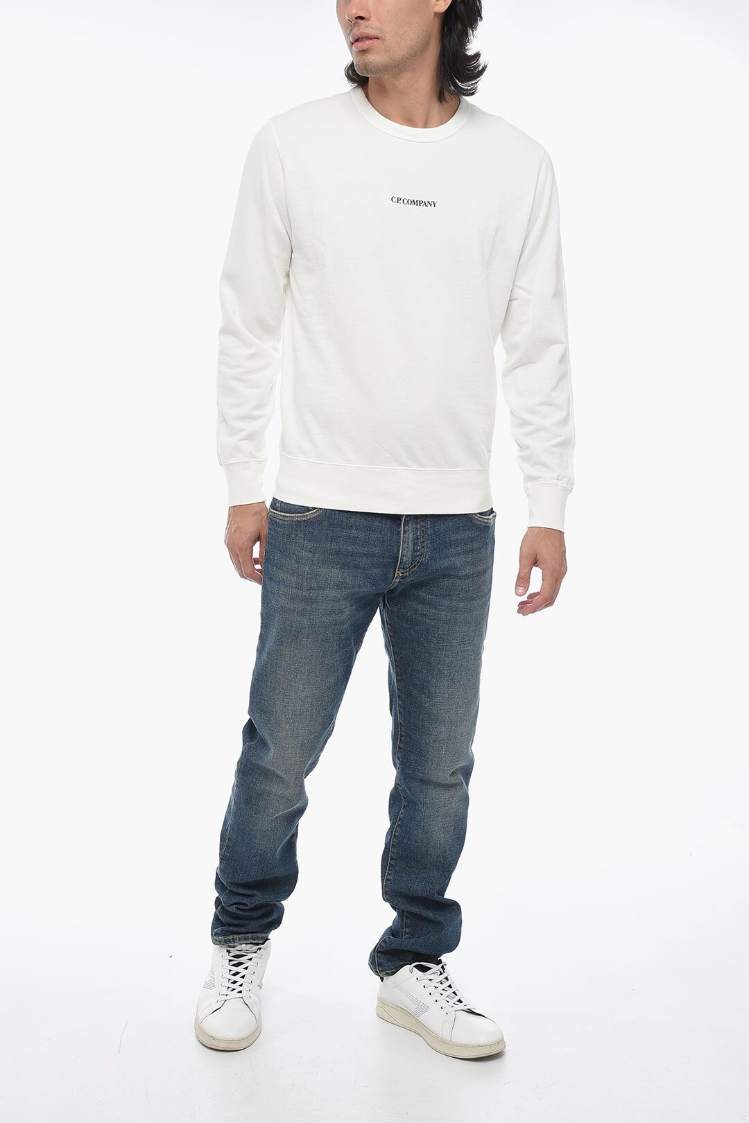 C.P. Company og1mm1024 Light Fleece T-Shirt in White Size US M / EU 48-50 / 2 - 4 Thumbnail