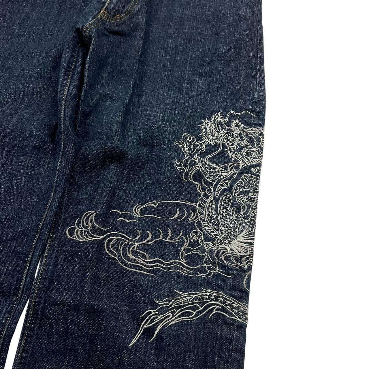 Karakuri Tamashii Vintage Karakuri Embroidered Dragon Japanese Jeans Waist 33 Size US 33 - 4 Thumbnail