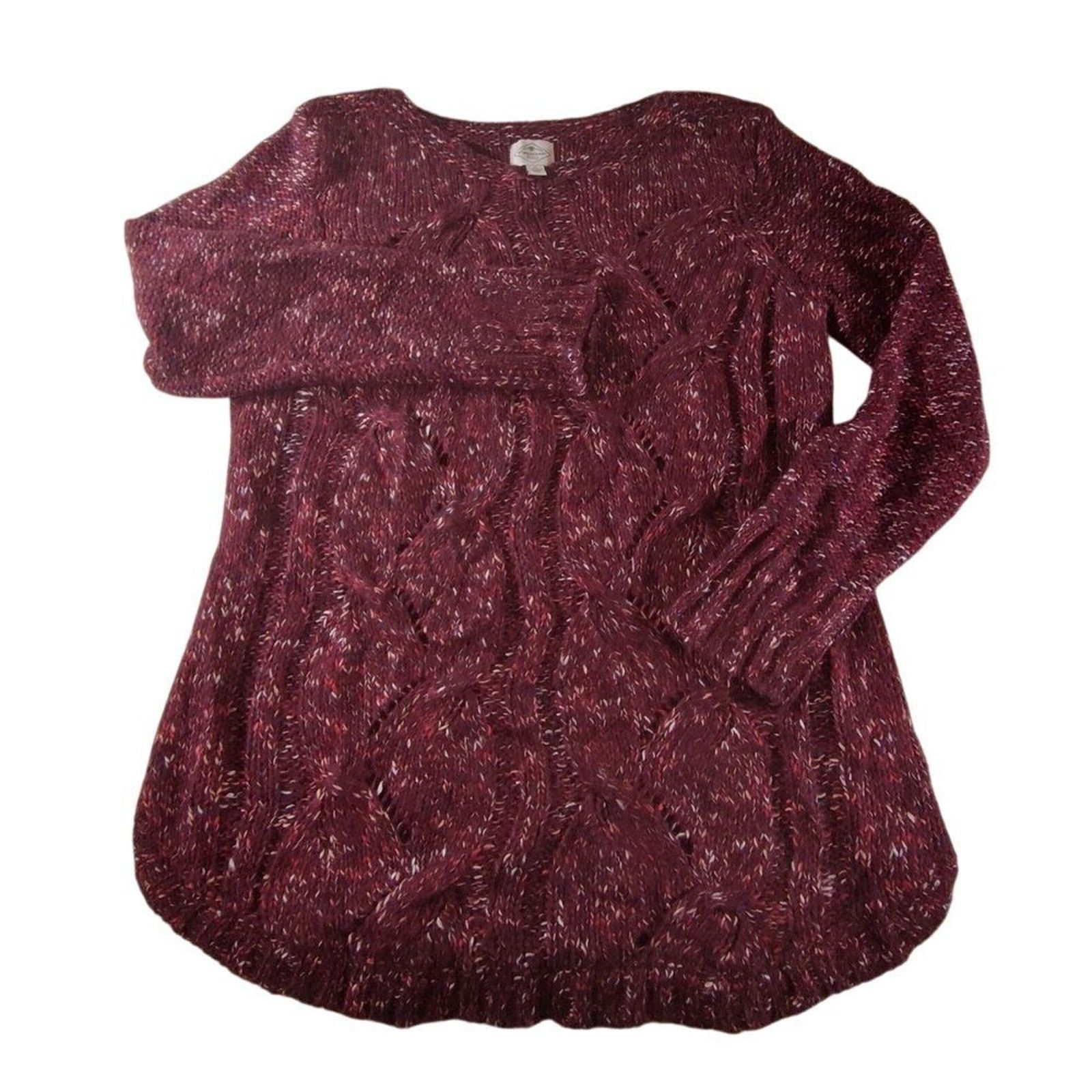 St. Johns Bay St Johns Bay Sweater Women's XL Eyelet Burgundy Cable Knit Size XL / US 12-14 / IT 48-50 - 1 Thumbnail