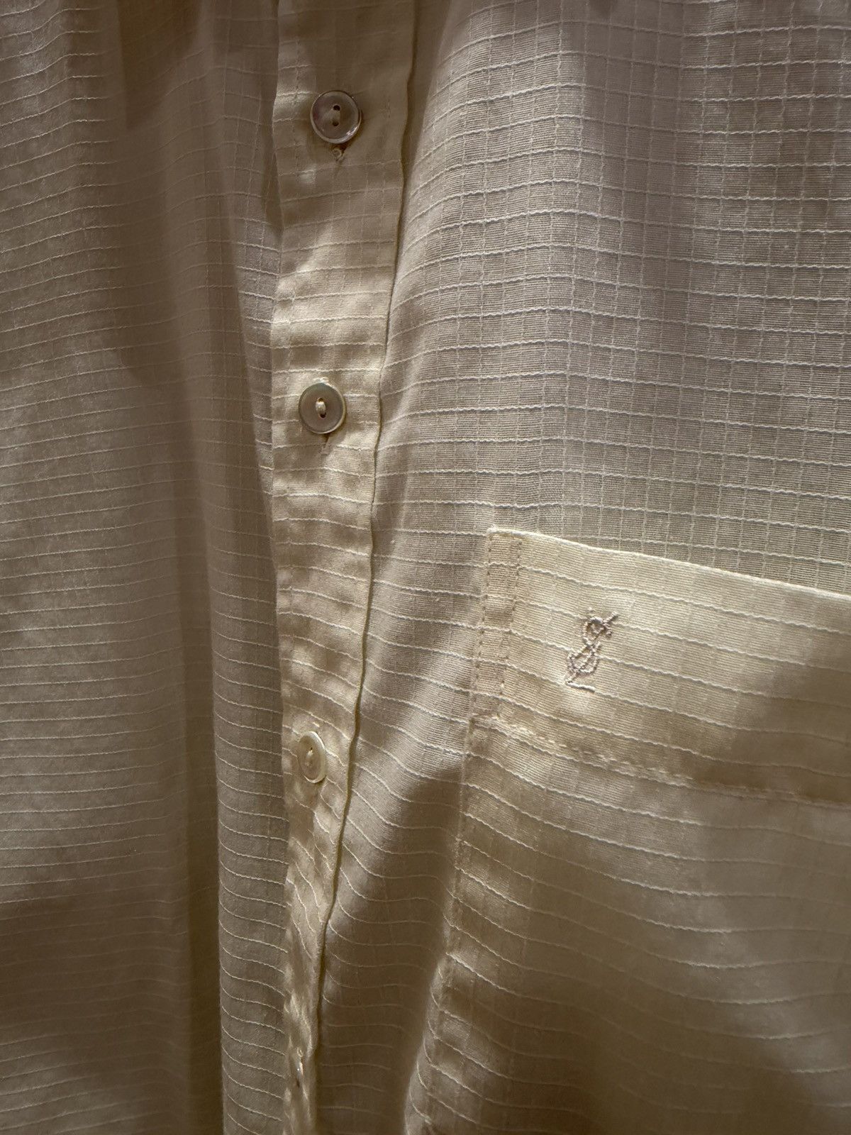 Yves Saint Laurent Yves Saint Laurent Waffle Button Down Shirt - Eggshell Size US M / EU 48-50 / 2 - 2 Thumbnail