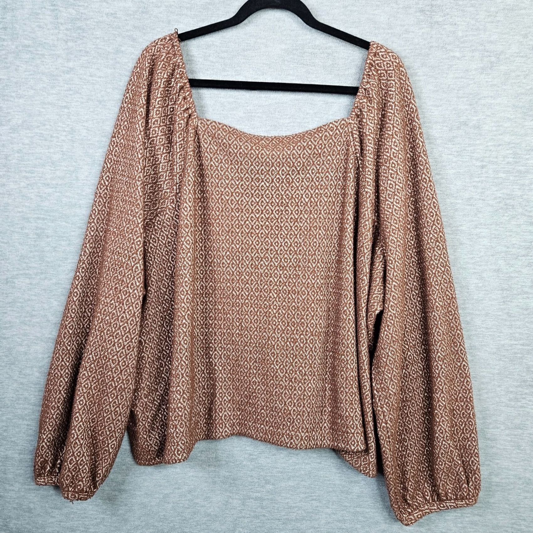 Madewell Madewell Plus 3X Cropped Puff-Sleeve Jacquard Cotton Blend Blouse Womens Shirt Color Multicolor Split A-Frame Square Neck Pullover Casual 90s? Size XXL / US 16-18 / IT 52-54 - 2 Thumbnail