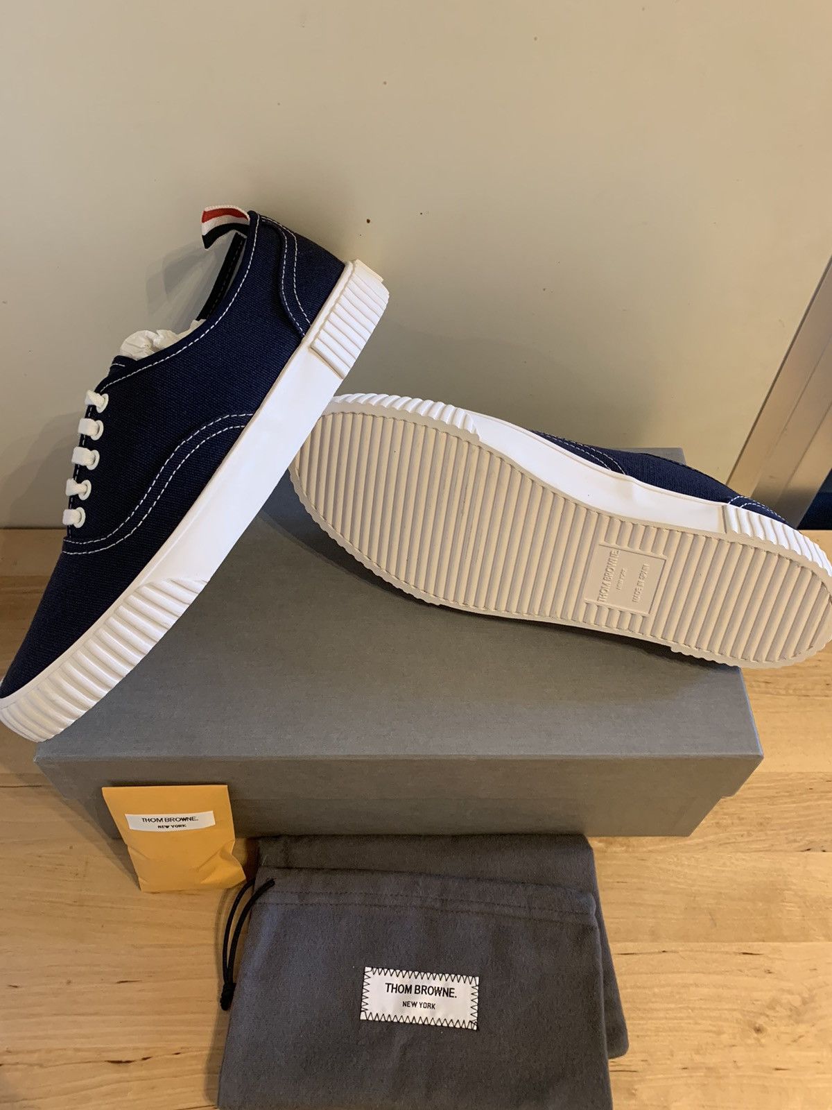 Thom Browne Thom Browne Navy Blu Canvas Sneakers Size US 10.5 / IT 40.5 - 10 Thumbnail