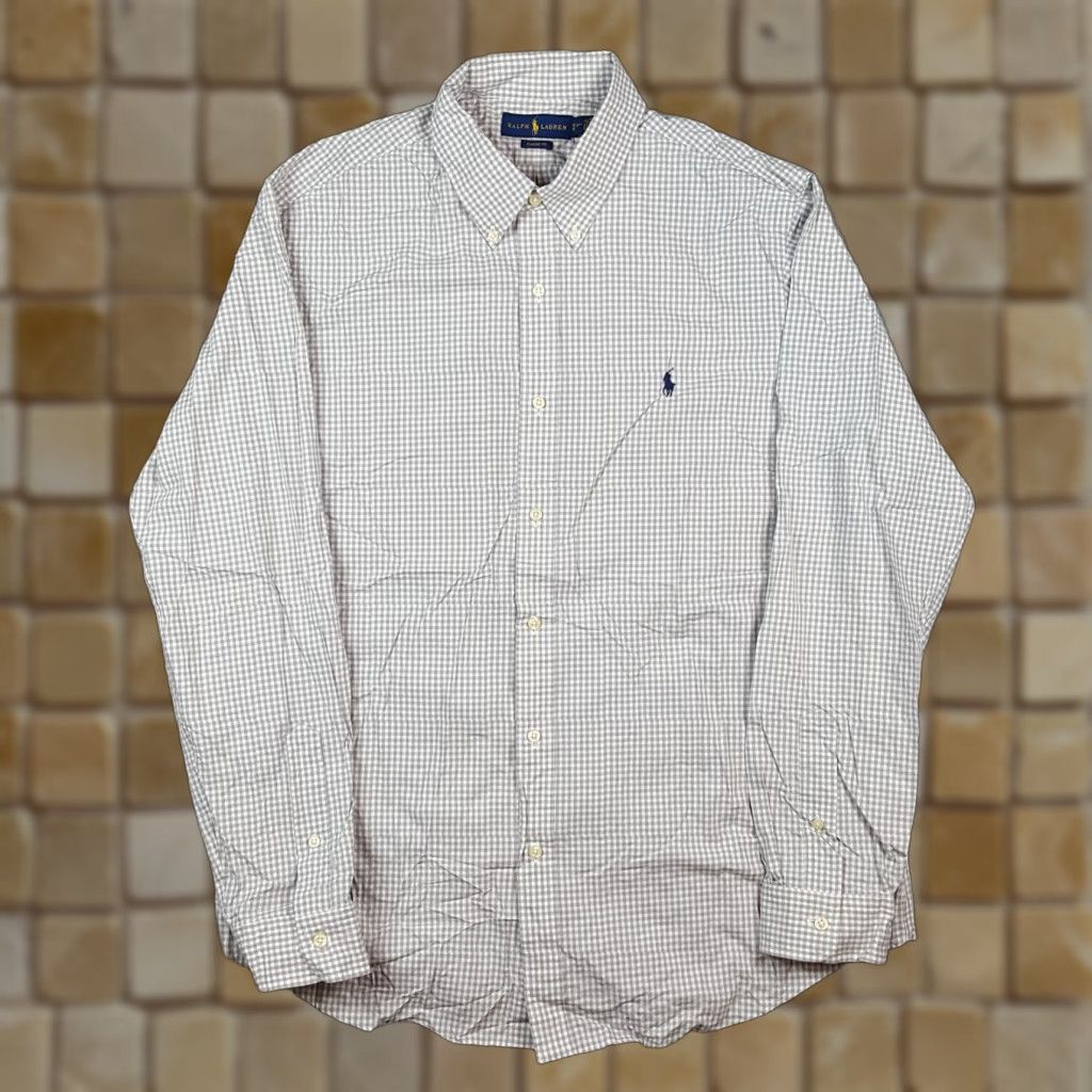 Ralph Lauren Vintage Ralph Lauren Men's Size XL Gray Gingham Plaid Button-Down Shirt Casual Workwear Retro 90s Size US XL / EU 56 / 4 - 1 Thumbnail