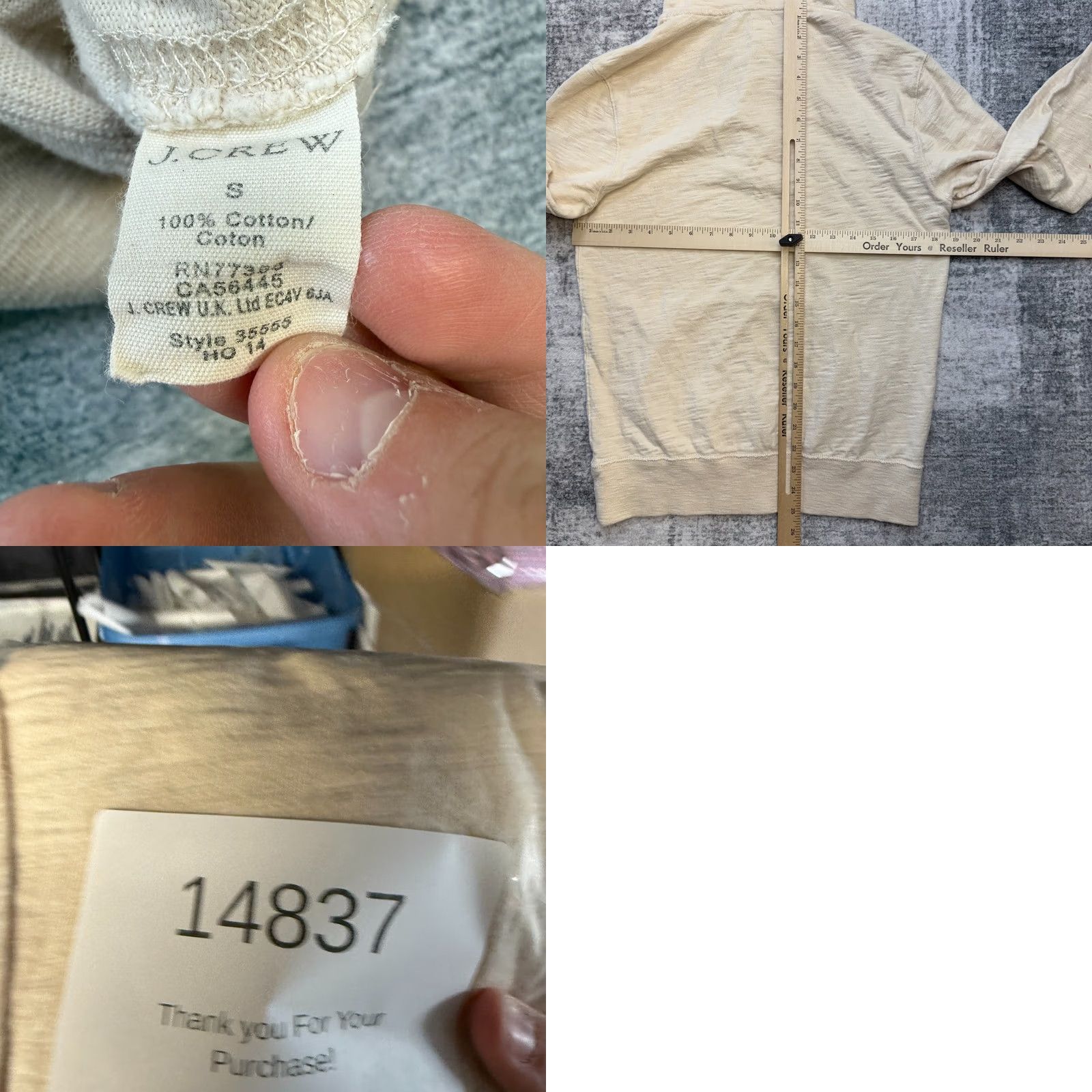 J.Crew J.CREW Hoodie Mens Small Ivory Slam Button Slub Cotton Pullover Beach Shirt? Size US S / EU 44-46 / 1 - 8 Thumbnail