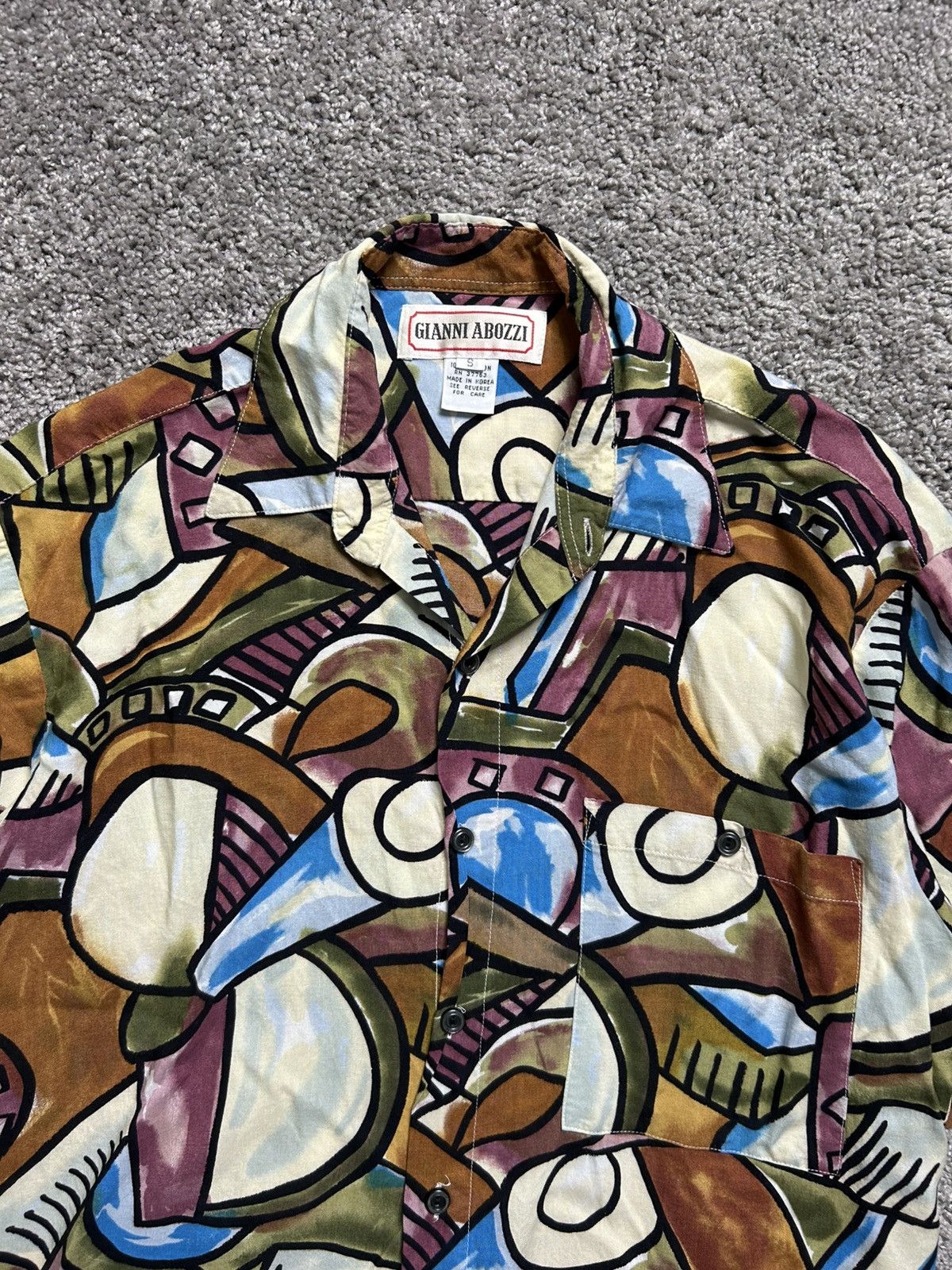 Vintage Vintage 70s Gianni Abozzi Rayon AOP Art Short Sleeve Button Size US M / EU 48-50 / 2 - 2 Thumbnail