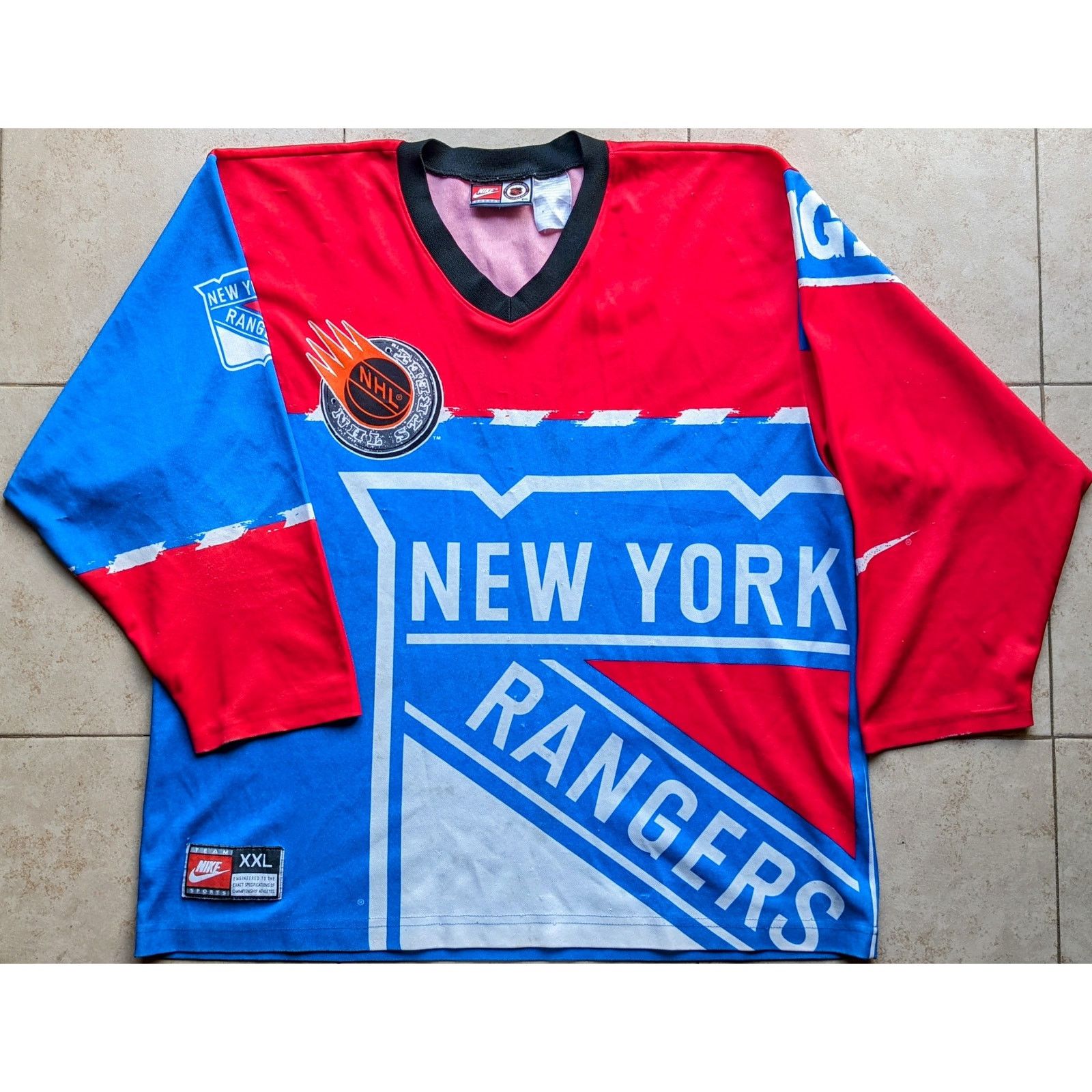 NHL × Nike NY Rangers NIKE Street jersey blue red NHL Roller hockey vtg Size US XXL / EU 58 / 5 - 1 Thumbnail