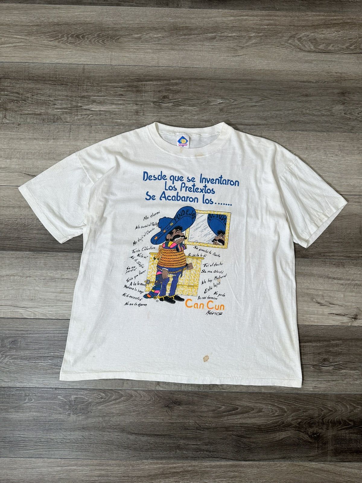 Vintage Vintage Mexico Los Pretextos White Oversized Cowboy Tee Size US XL / EU 56 / 4 - 2 Thumbnail