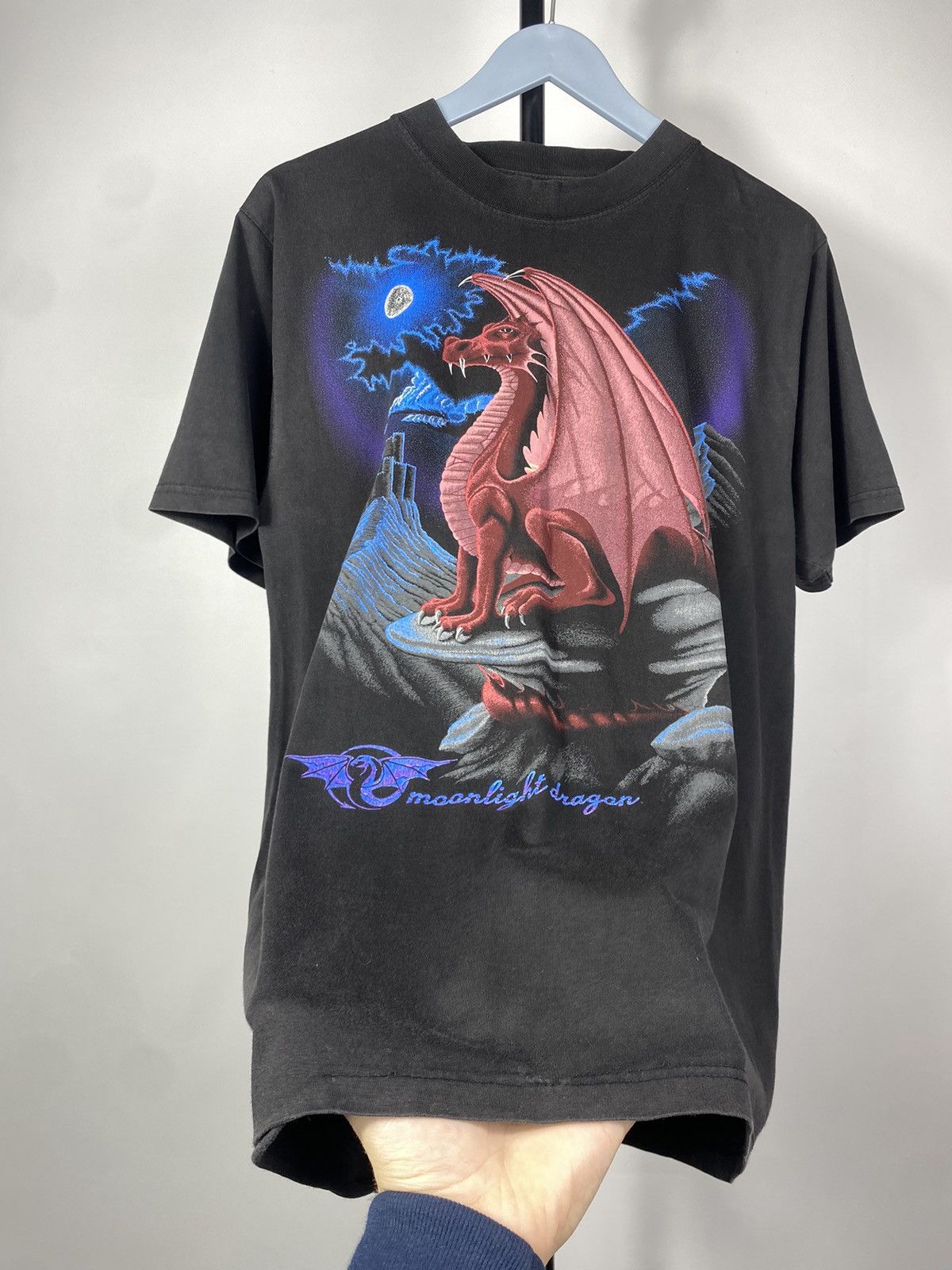 Japanese Brand × Vintage Vintage 90s Japan Rose Moonlight Dragon Big Logo Tee T shirt Size US M / EU 48-50 / 2 - 3 Thumbnail