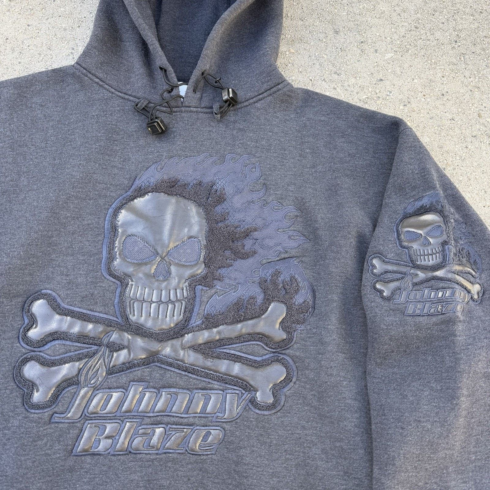 JNCO × Vintage Vintage Y2K Johnny Blaze Skull Flame Gray Charcoal Hoodie Size US XL / EU 56 / 4 - 2 Thumbnail
