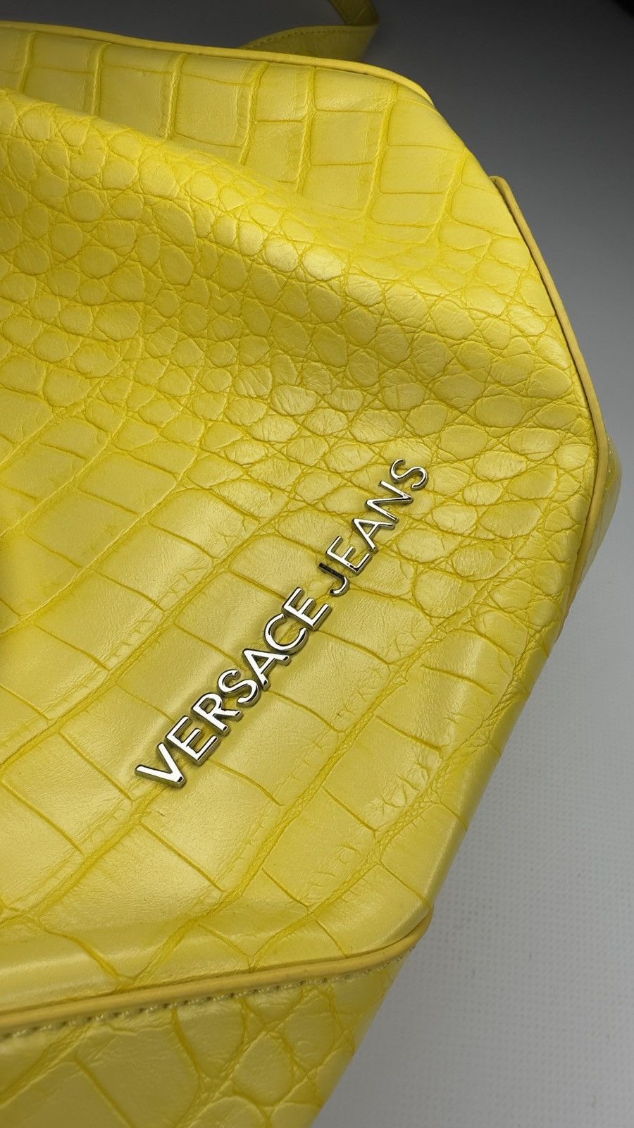 Versace Jeans Couture Versace Jeans Yellow Faux Croc Bucket Bag Size ONE SIZE - 3 Thumbnail