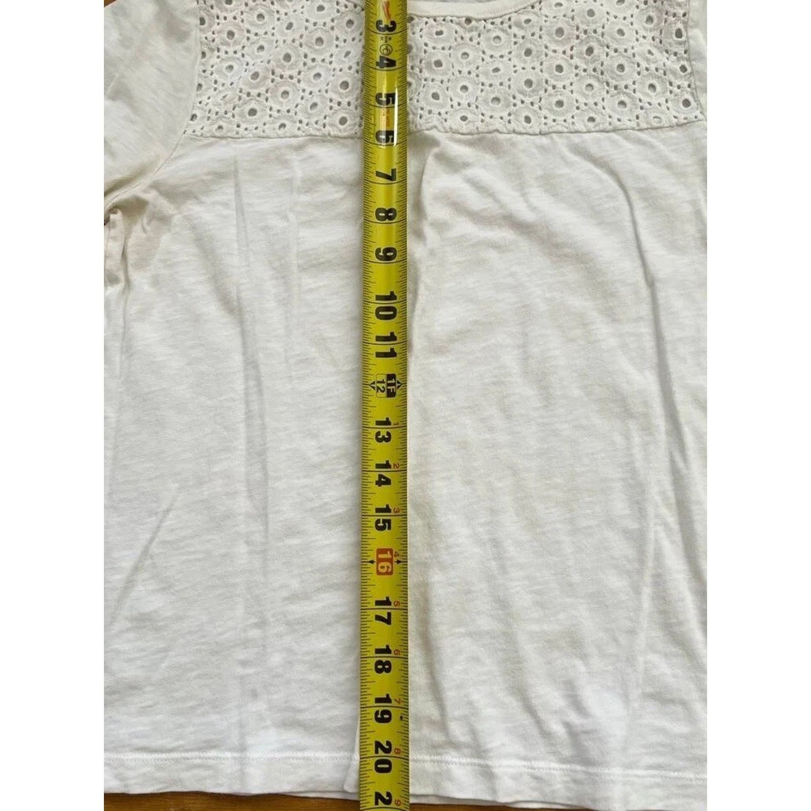 J.Crew J. Crew White Eylet Yoke T-Shirt Sleeve White Size S A000869 Size S / US 4 / IT 40 - 6 Thumbnail