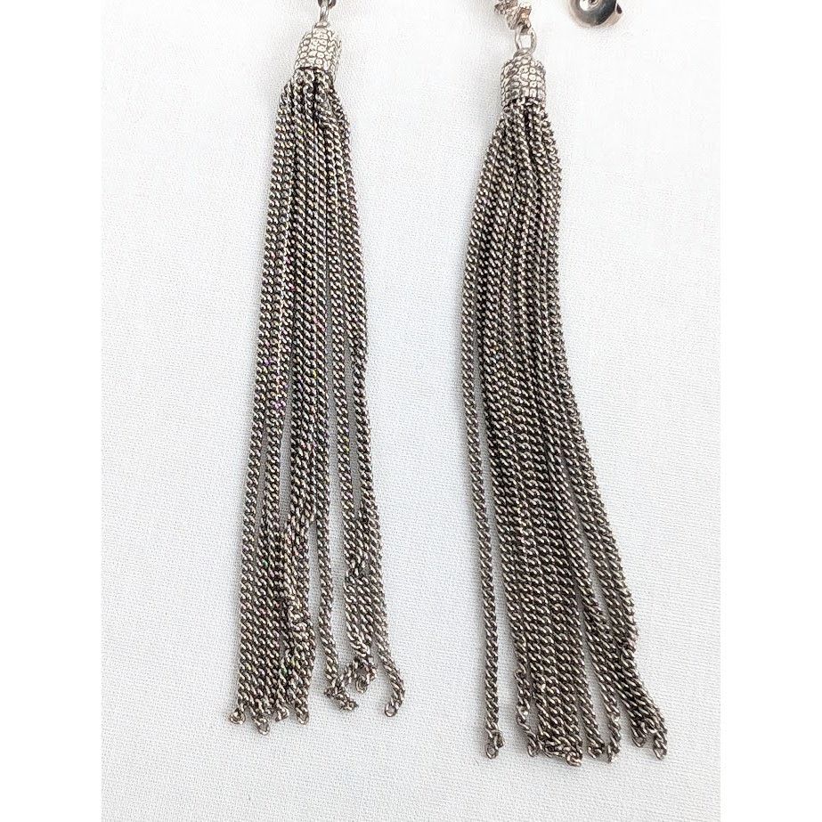 Saint Laurent Paris o1rshd1 Size: OS / Metal Brass Earrings in Argent Oxyde Size ONE SIZE - 3 Thumbnail