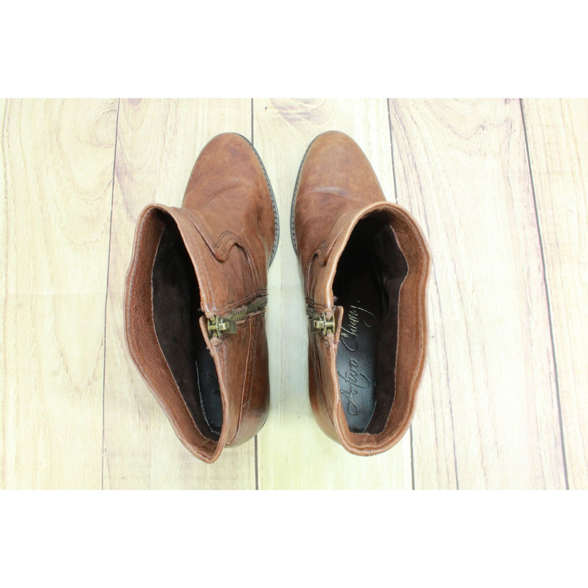 Leather × Other Arturo Chiang Masin Side Zip Western Ankle Booties Size 9 M Size US 9 / IT 39 - 7 Thumbnail