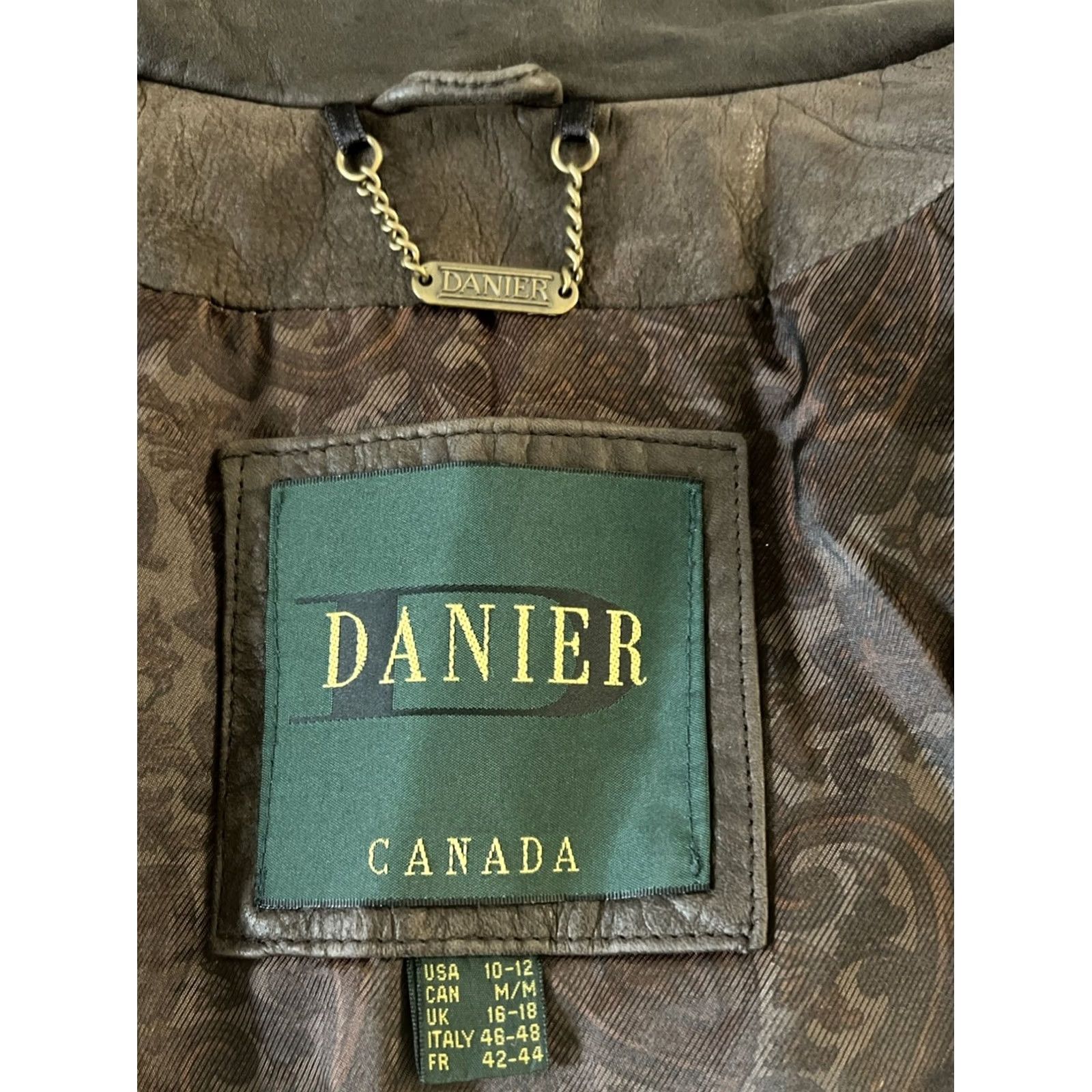Vintage VINTAGE Danier Womens Genuine Leather Jacket Short Brown 10-12 Regular Long Sleeve Zipper - (J2137) Size L / US 10 / IT 46 - 3 Thumbnail