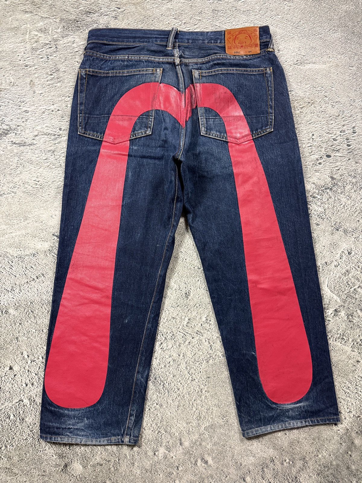 Evisu × Japanese Brand × Vintage Evisu jeans daicock big logo pink