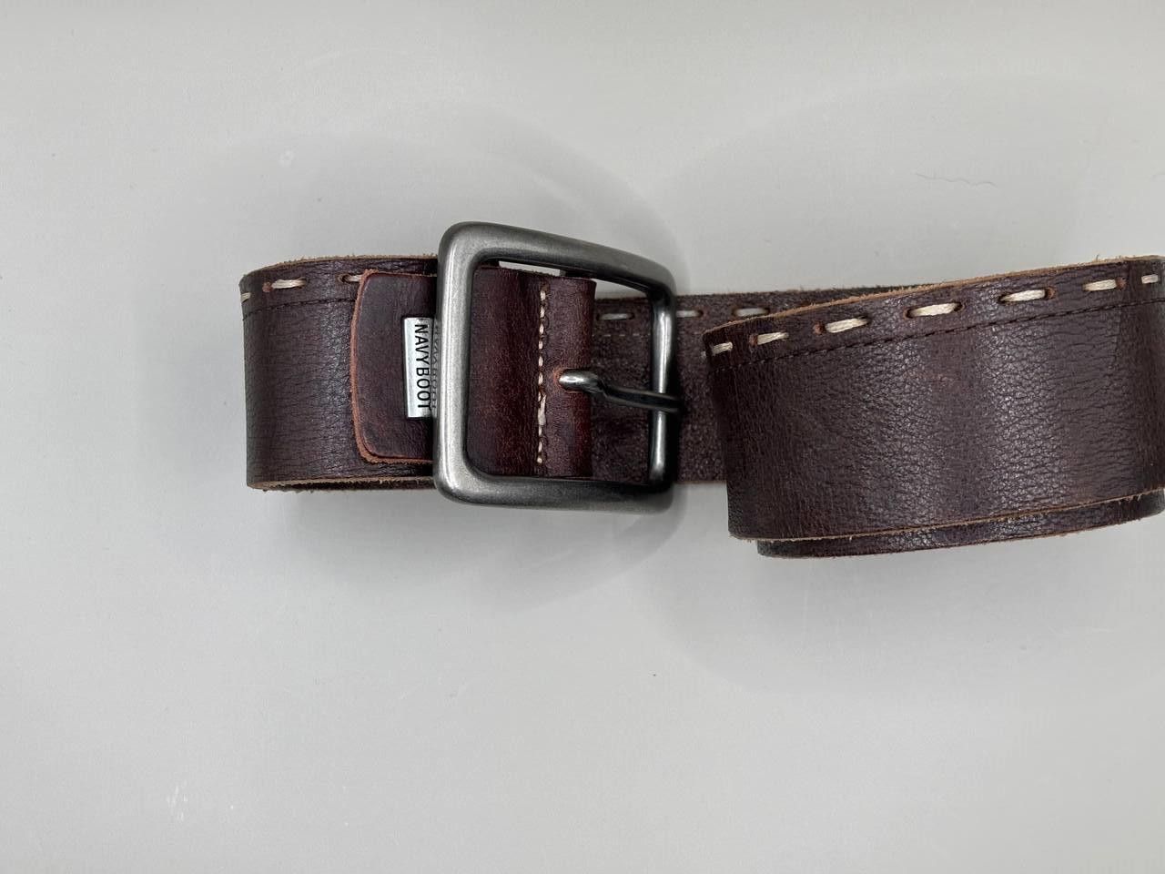 NAVYBOOT Navyboot Swiss Made Genuine Leather Belt - Brown Size ONE SIZE - 1 Thumbnail