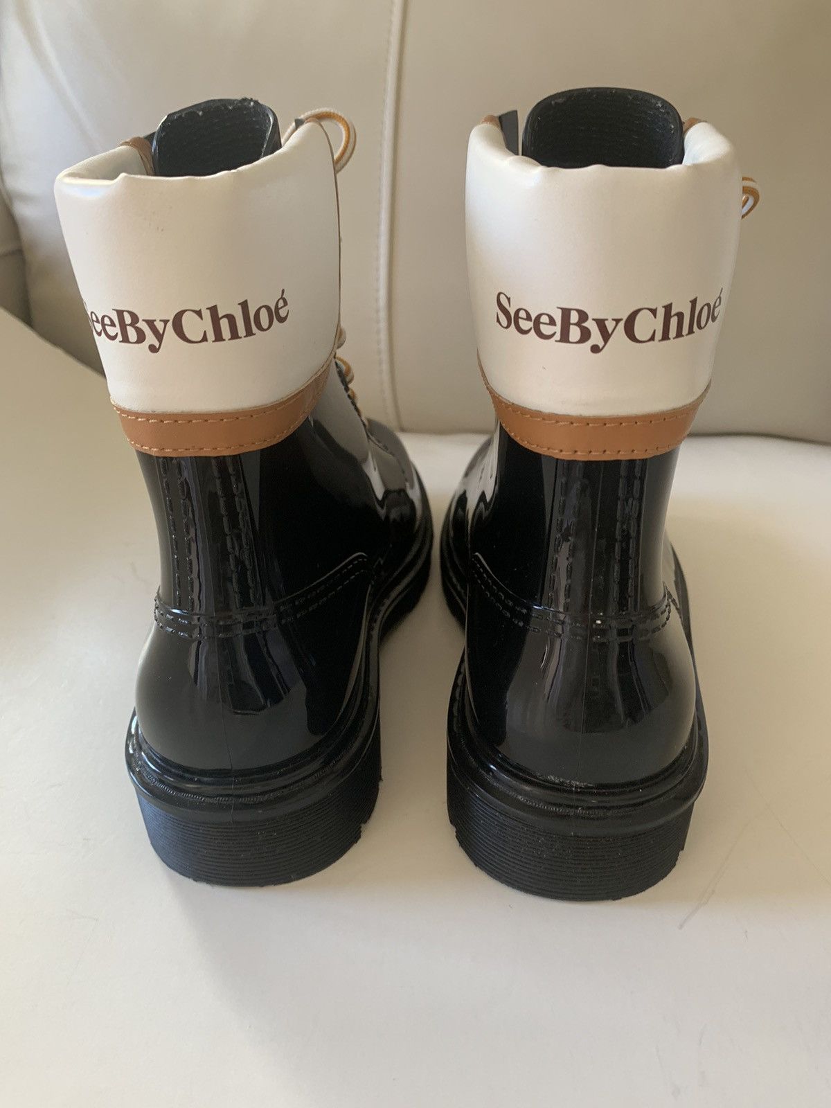 See by Chloe See by Chloe Black Patent Lace-Up Ankle Boots 7.5 Size US 7.5 / IT 37.5 - 1 Thumbnail
