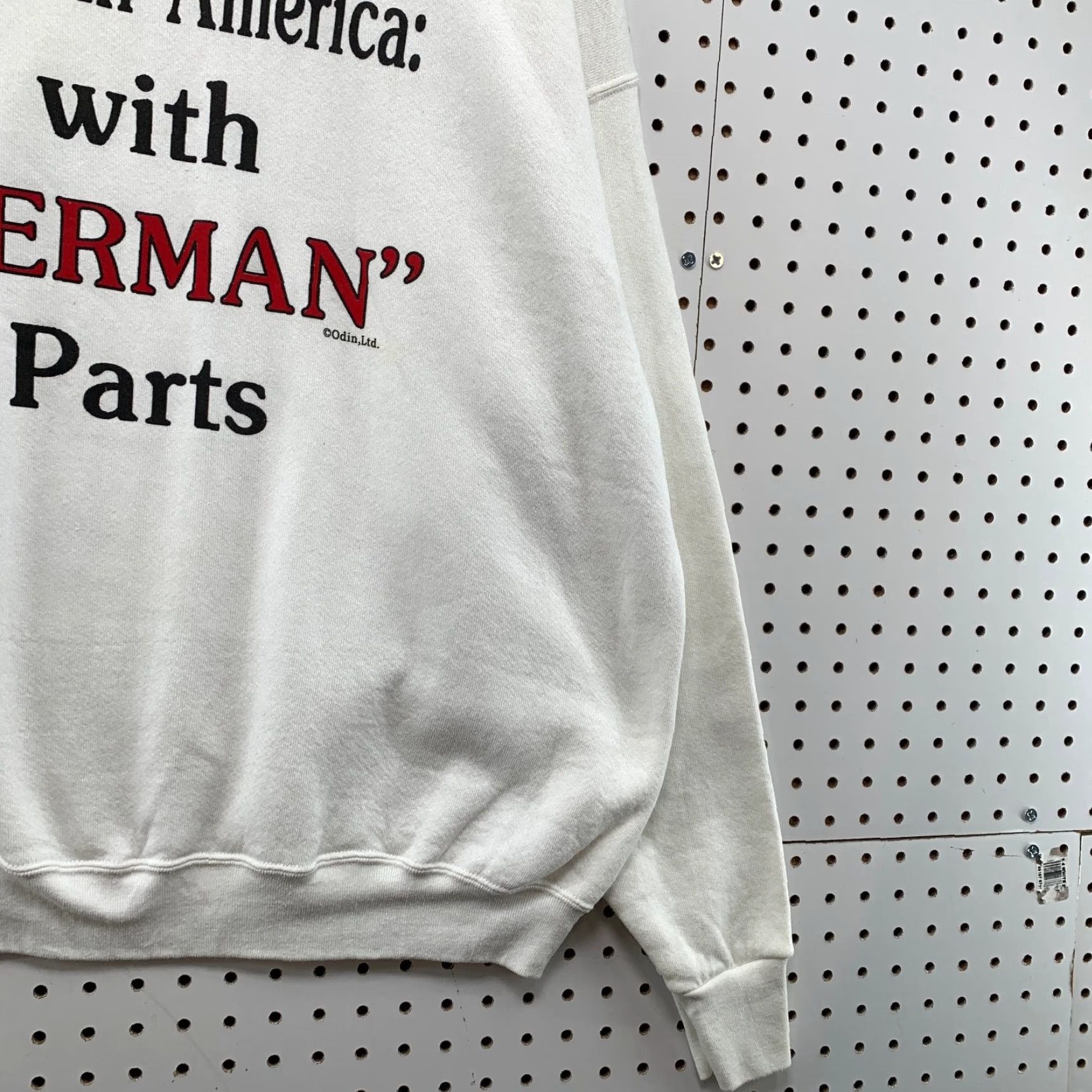 Fruit Of The Loom VINTAGE America German Funny Sweatshirt Mens XL White Fleece Crewneck Size US XL / EU 56 / 4 - 6 Thumbnail