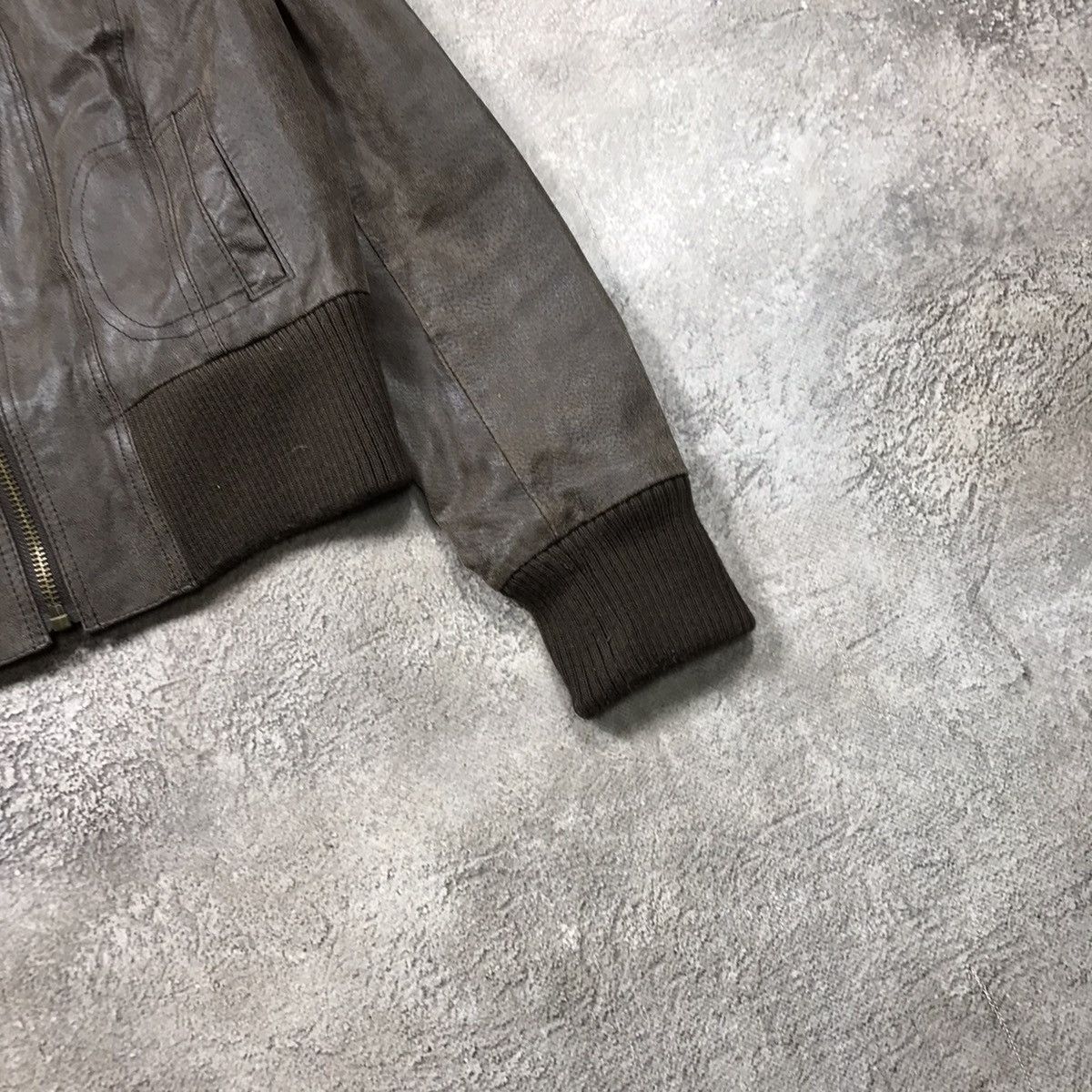 Vintage Vintage 90s Faded Leather Bomber Jacket Streetwear Baggy M Size M / US 6-8 / IT 42-44 - 5 Thumbnail