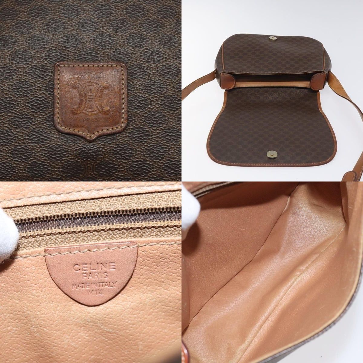 Celine CELINE Macadam Canvas Shoulder Bag Pvc Leather Brown Gold Size ONE SIZE - 11 Thumbnail