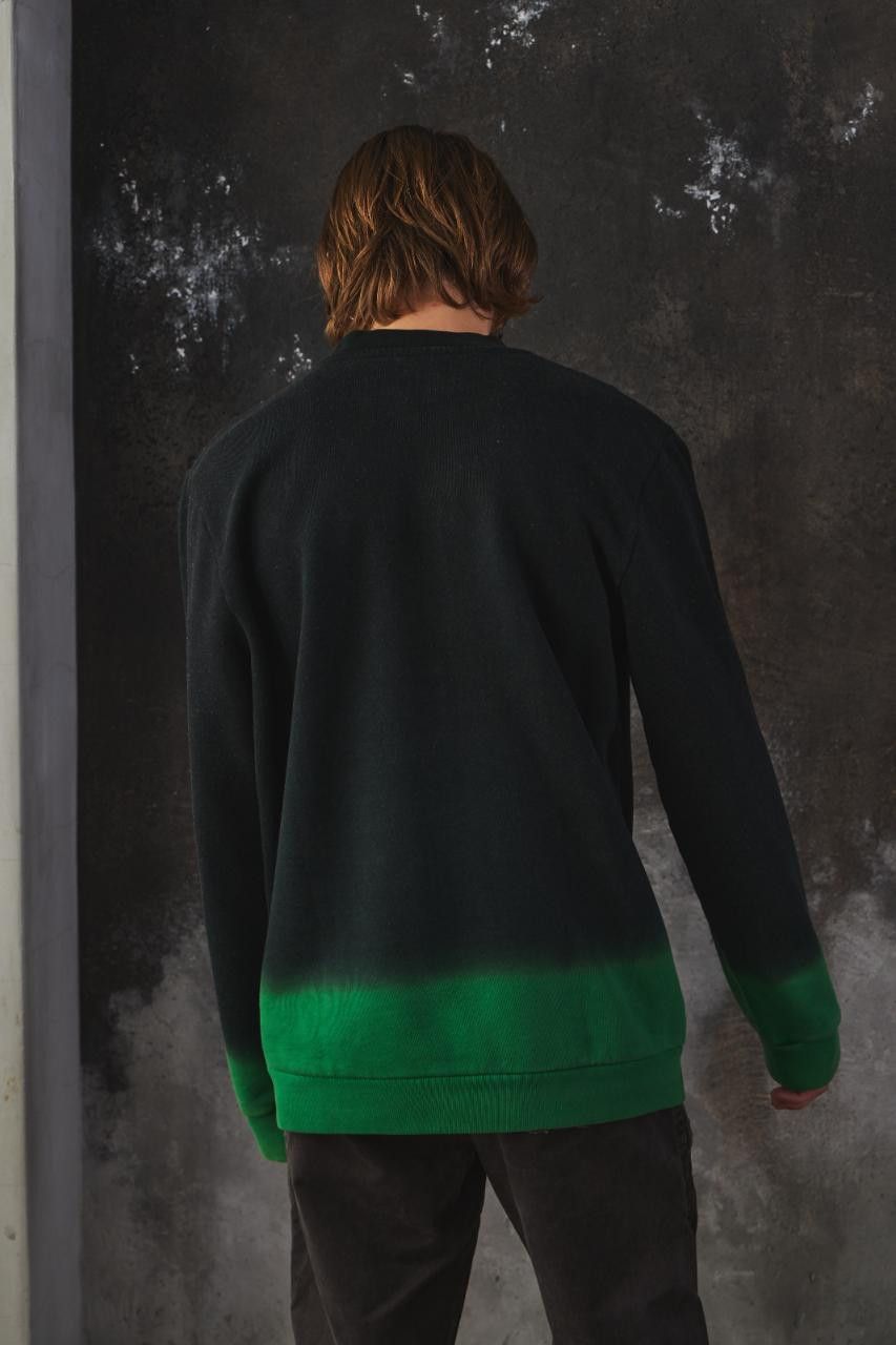 Raf Simons Raf Simons SS12 Black/Green Dip Dye Ombre Sweatshirt Size US L / EU 52-54 / 3 - 3 Thumbnail