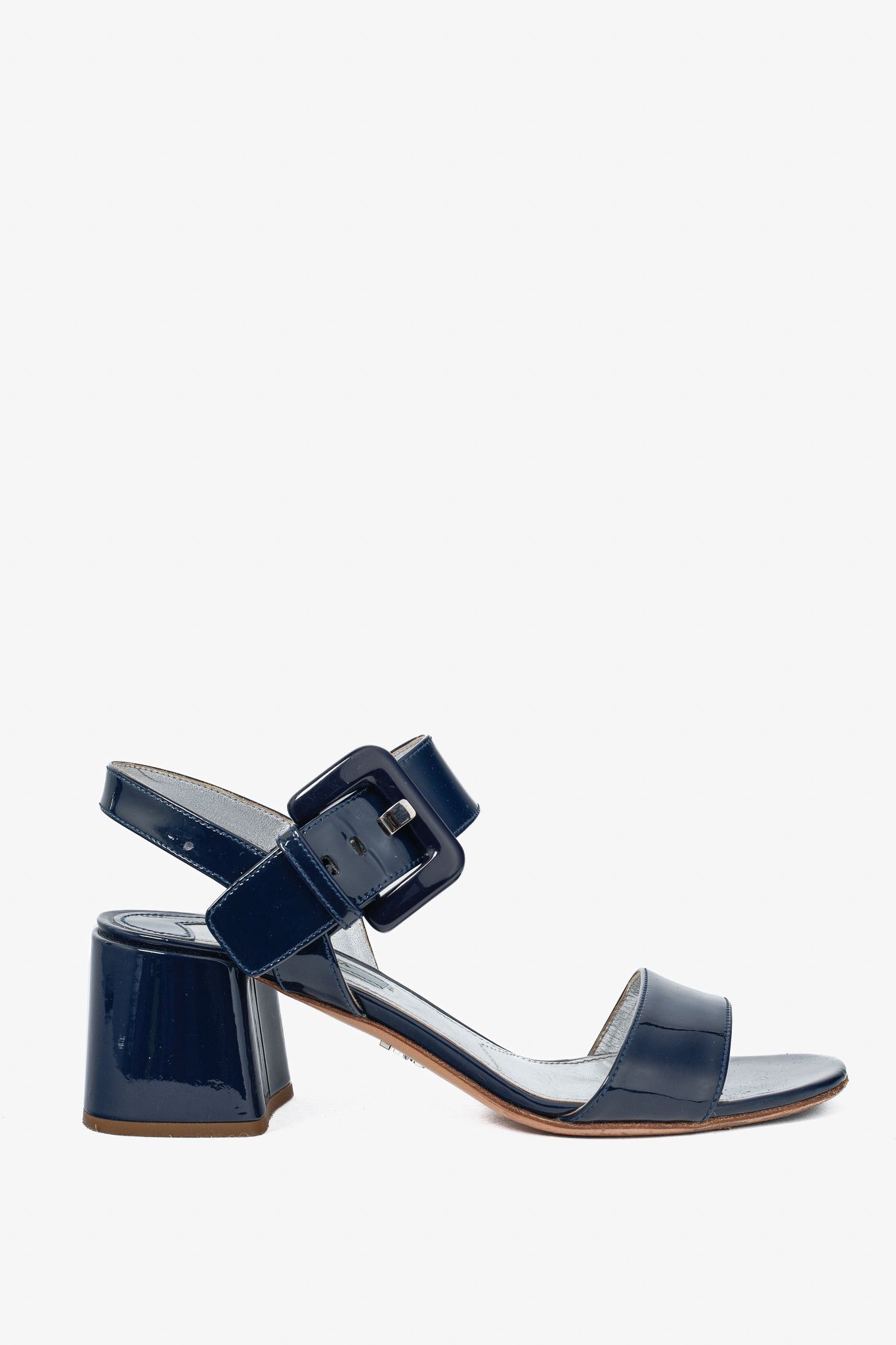 Prada Prada Blue Patent-Leather Buckled Sandals Size US 7 / IT 37 - 1 Thumbnail