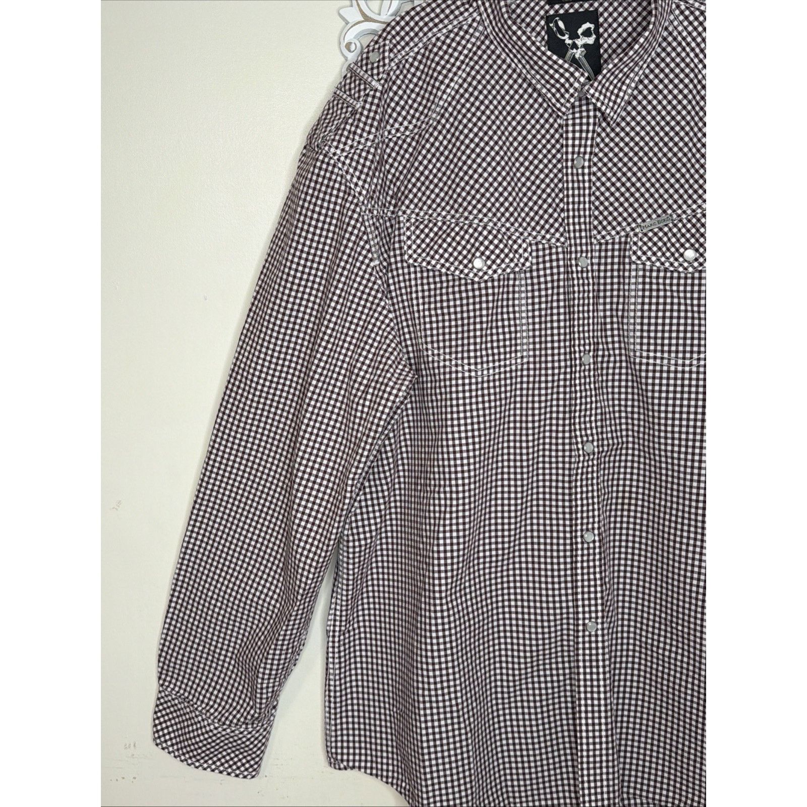 Marc Ecko Marc Ecko Gingham Shirt Men's 3XL Snap Front Long Sleeve Size US XXL / EU 58 / 5 - 4 Thumbnail