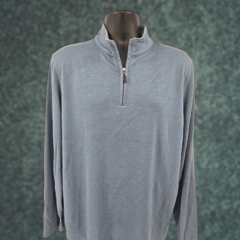 Mizzen Main Sweater XL Blue Heather 1/4 Zip Pullover Slim Fit