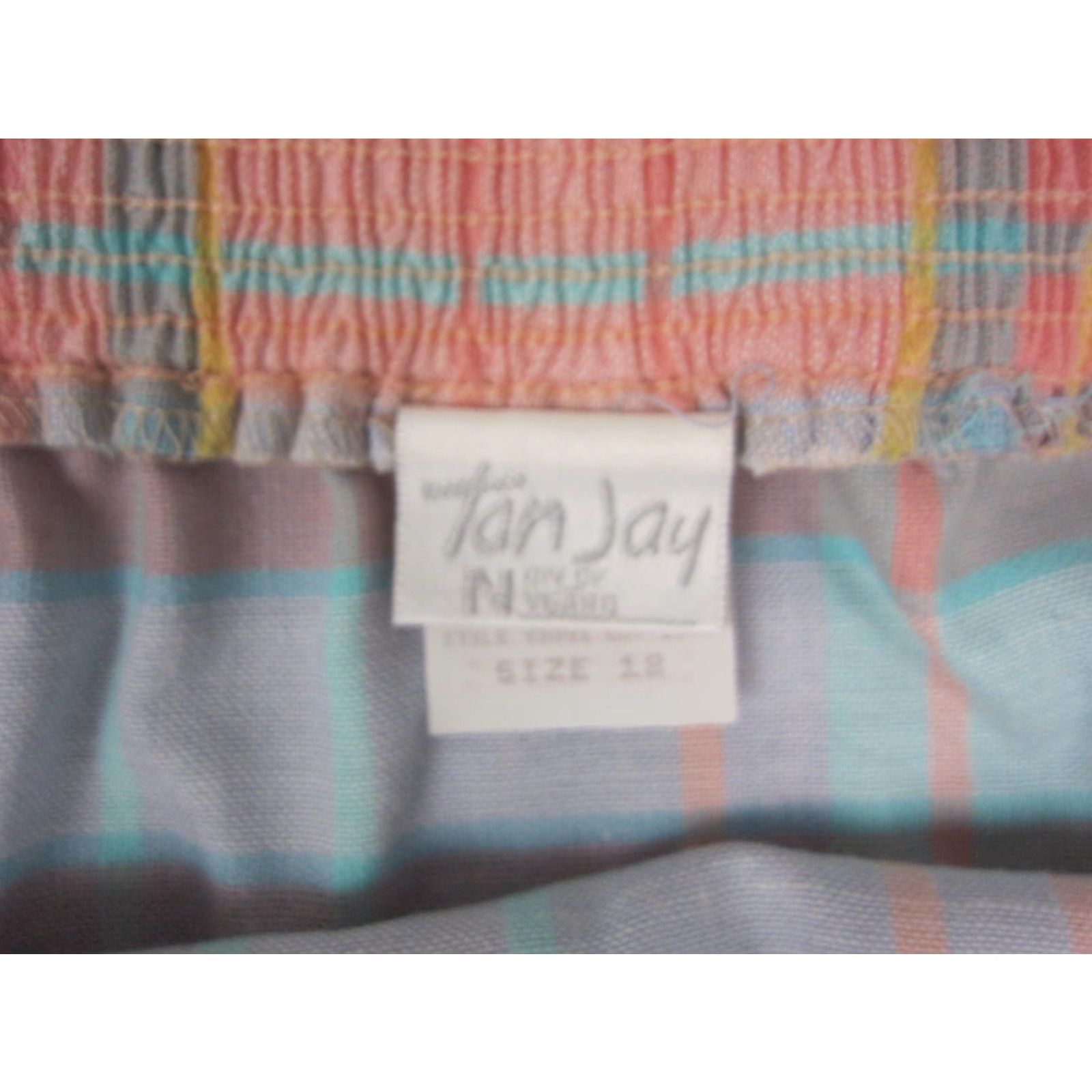 Vintage VINTAGE TanJay Skirt Womens 18 A-Line Midi Plaid Green Orange 80s 90s Made in USA Mens Womens Girls Size 40" / US 18 - 5 Thumbnail