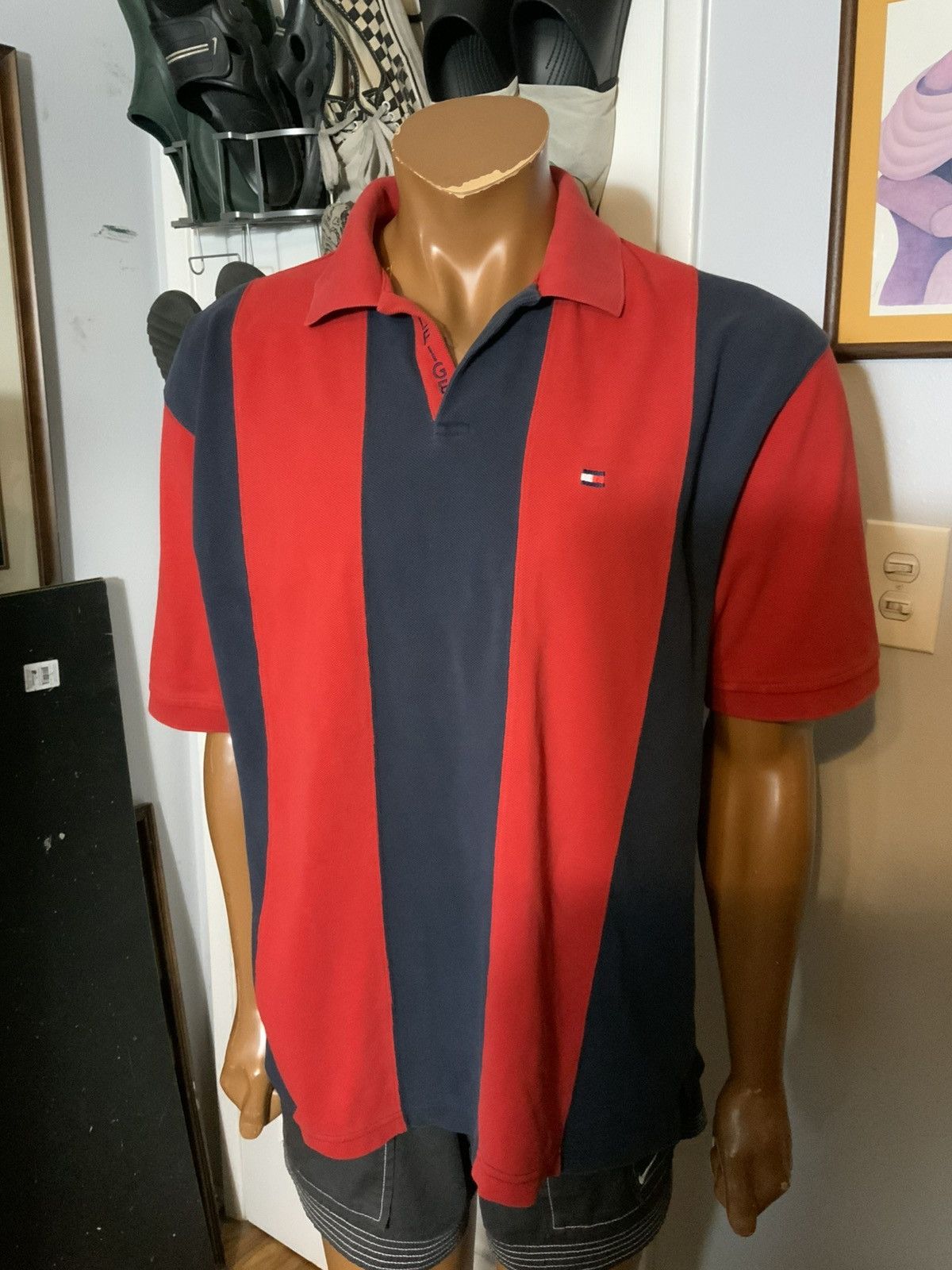 Tommy Hilfiger × Vintage Vintage Tommy Hilfiger Vertical Striped Rugby Polo Shirt Size US XL / EU 56 / 4 - 8 Thumbnail