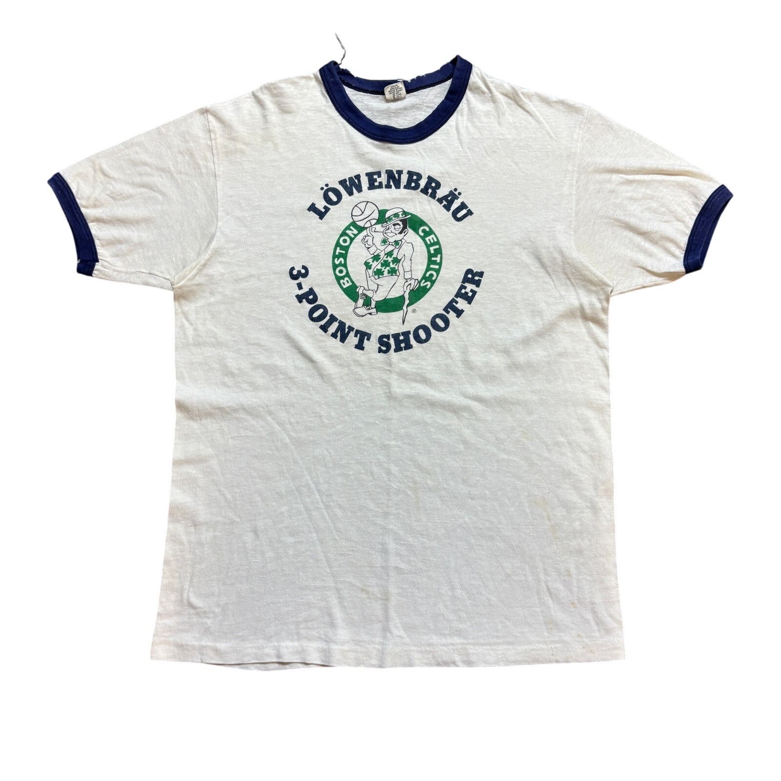 Hanes × NBA × Vintage VTG 70s Hanes Boston Celtics Lowenbrau 3 Point Ringer Large Size US L / EU 52-54 / 3 - 1 Thumbnail
