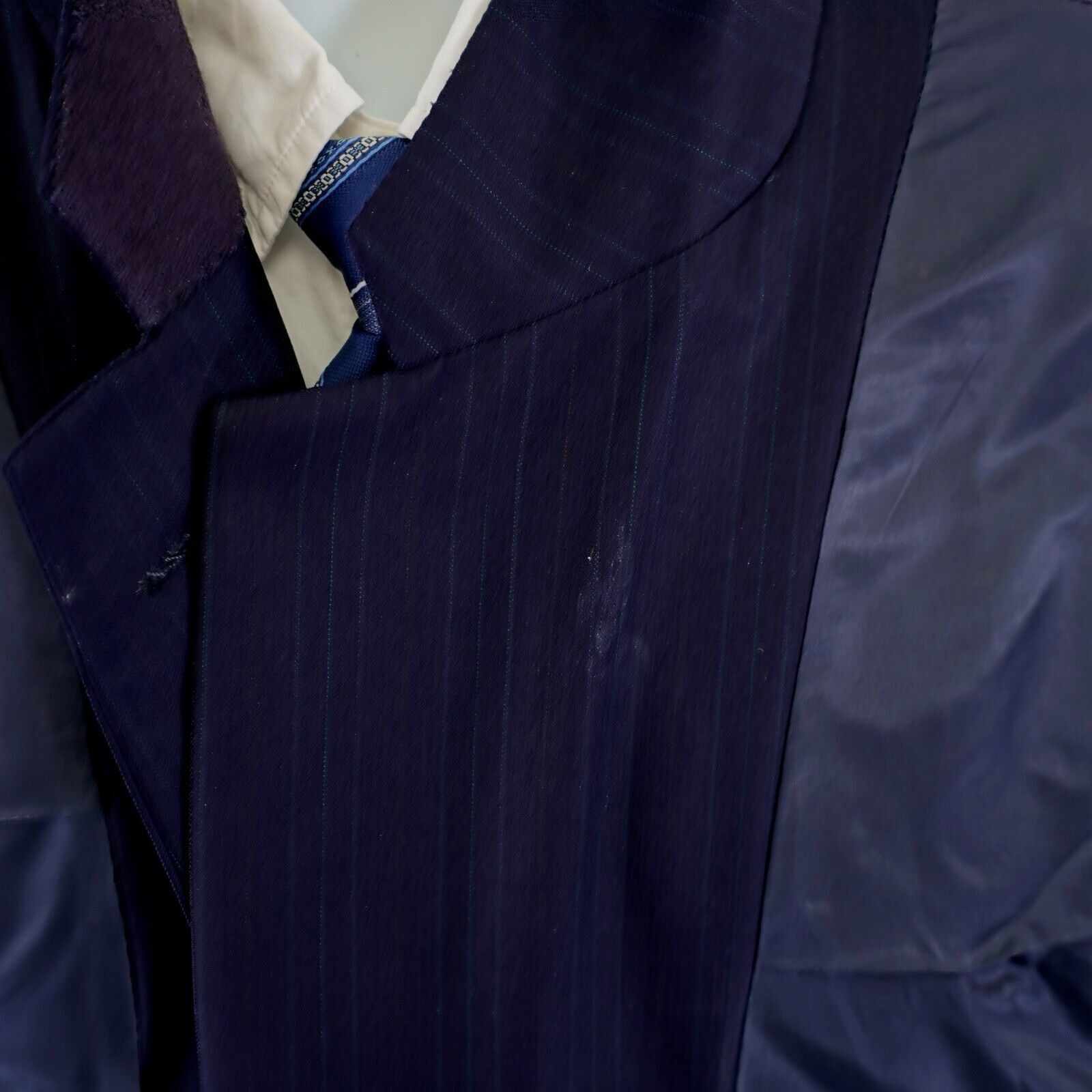 Hickey Freeman DAMAGED Hickey Freeman Wool Blue W/ Multi-Colored Striped 50 Size 50L - 15 Thumbnail