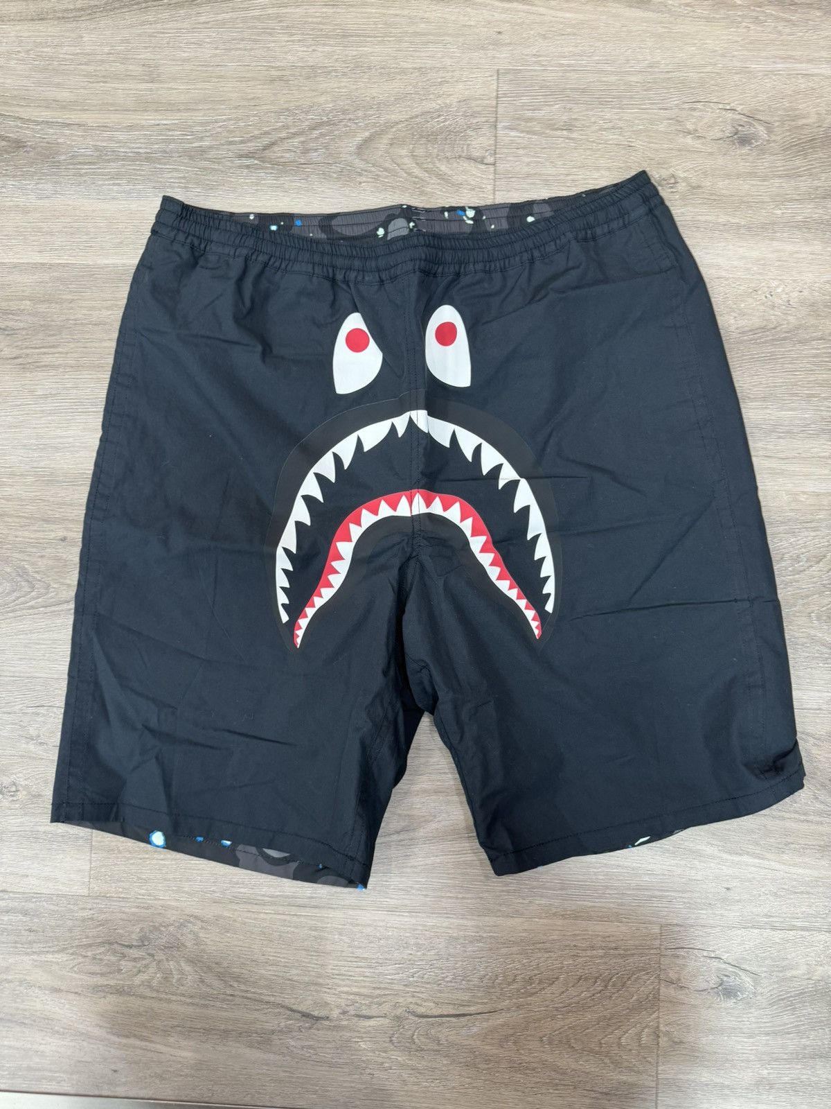 image of Bape Reversible Shark Space Camo Shorts in Black, Men's (Size 36)