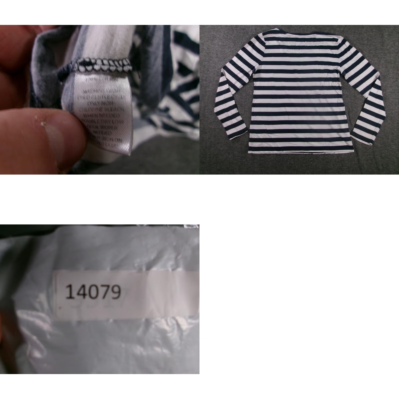 Loft VINTAGE LOFT Shirt Women M Navy White Stripe Nautical Casual Cotton Long Sleeve Round Neck Size M / US 6-8 / IT 42-44 - 8 Thumbnail